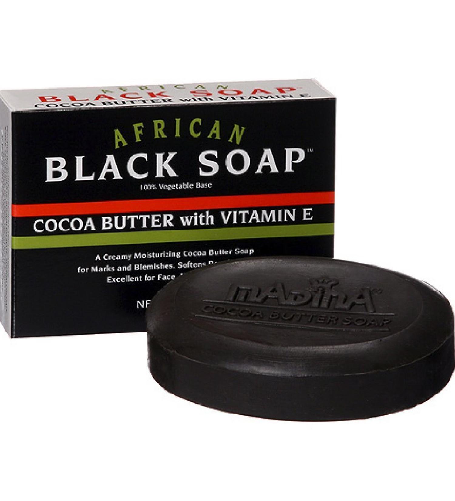 Madina African Black Soap Cocoa Butter with Vitamin E 3.5 oz