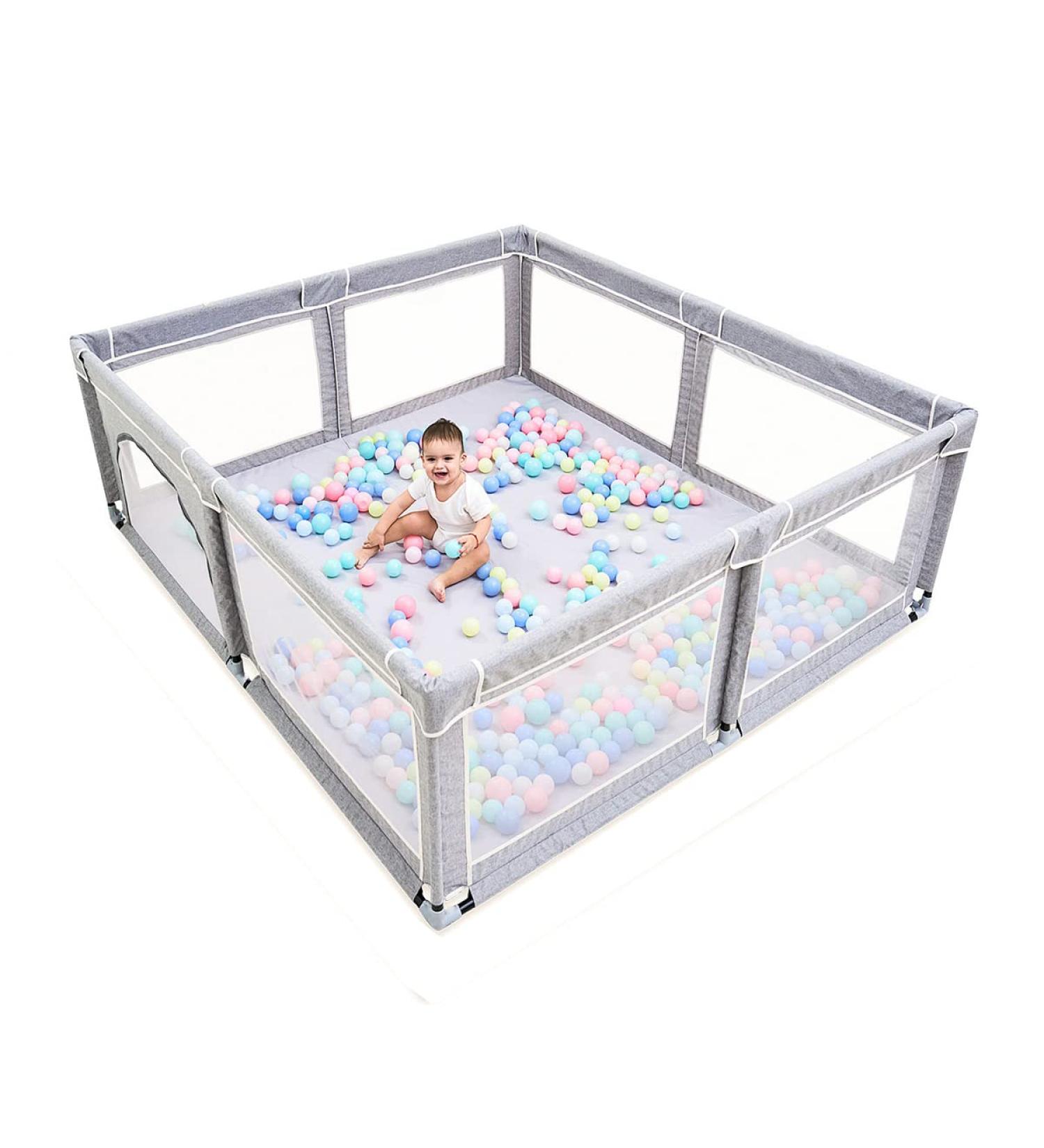 Baby Playpen: Sturdy Safety Play Center for Toddlers & Infants - 50x50 Inch Grey - Buy Online on SooperMarket.com
