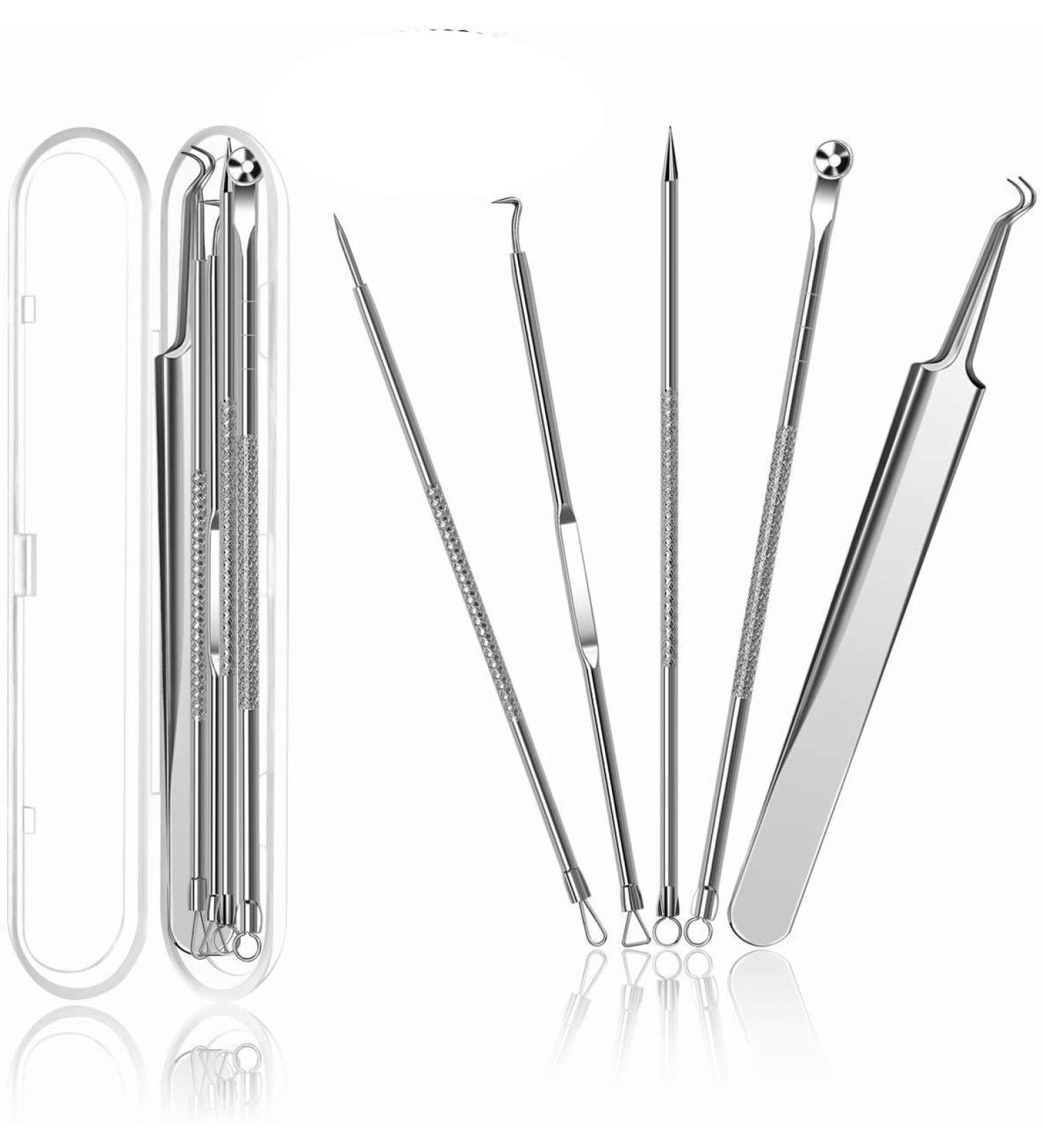 Ellolife 5-Pack Blackhead Remover Set - Stainless Steel Comedone Squeezer Kit for All Skin Types | Acne and Whitehead Extraction - Buy Online on SooperMarket.com