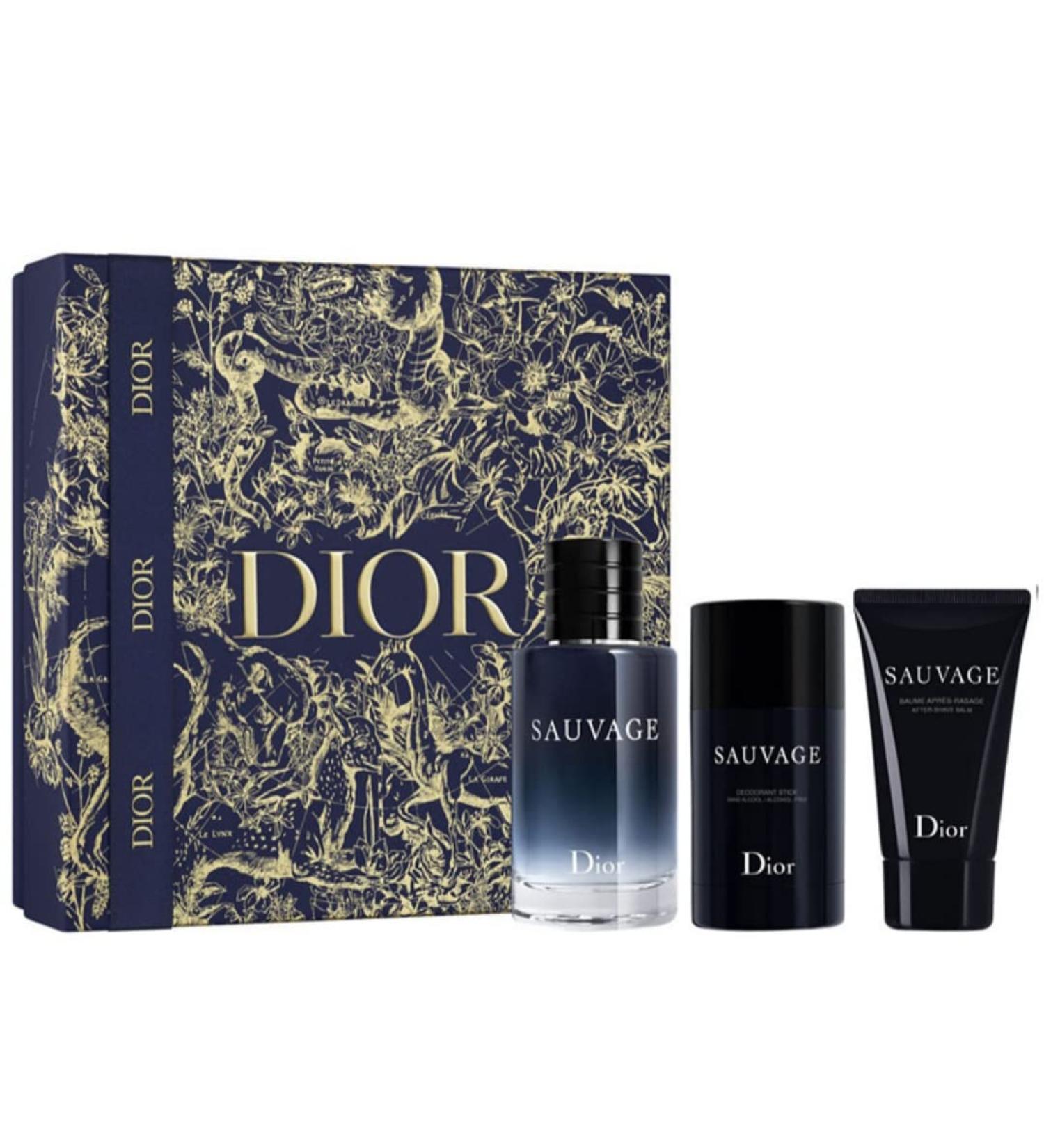 Christian Dior Sauvage For Men 3 Piece Set (3.4 Ounce Eau De Toilette Spray + 1.7 Ounce After Shave Balm + 2.6 Ounce Deodorant Stick) - Buy Online on SooperMarket.com
