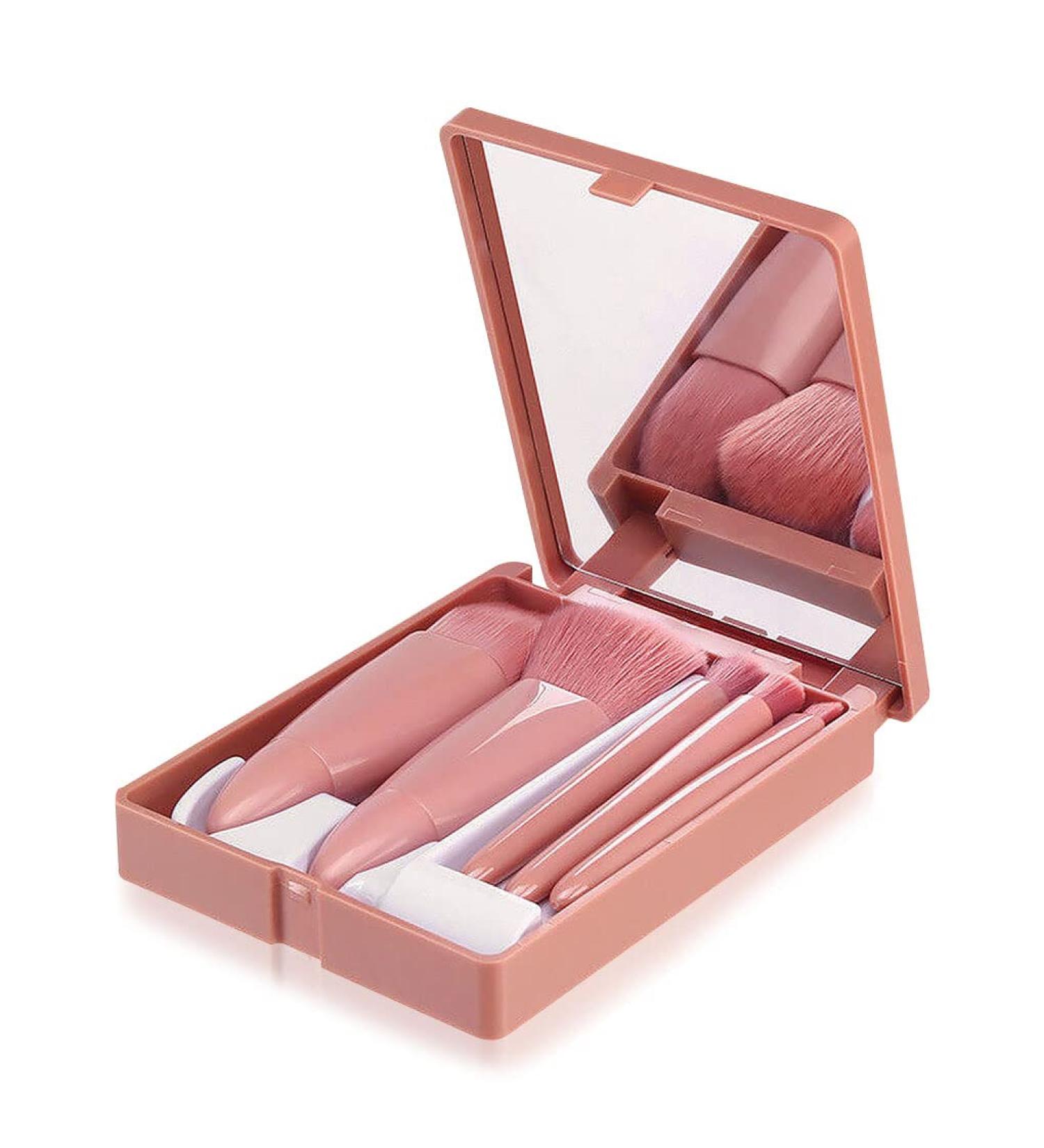 kawehiop 5 Pieces Makeup Brushes Plastic Handle with Mirror Powder Foundation Beauty Make Up Soft Brush Beginner Cosmetics - Buy Online on SooperMarket.com