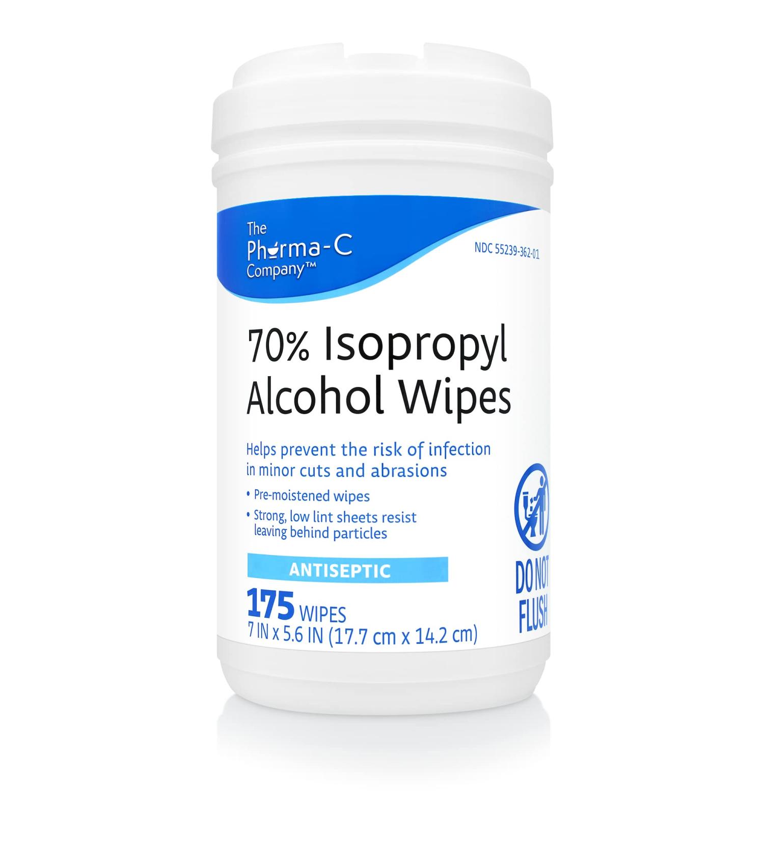 Pharma-C 70% Isopropyl Alcohol Wipes 175ct - Antiseptic Wound Cleaner - MADE IN USA - Buy Online on SooperMarket.com