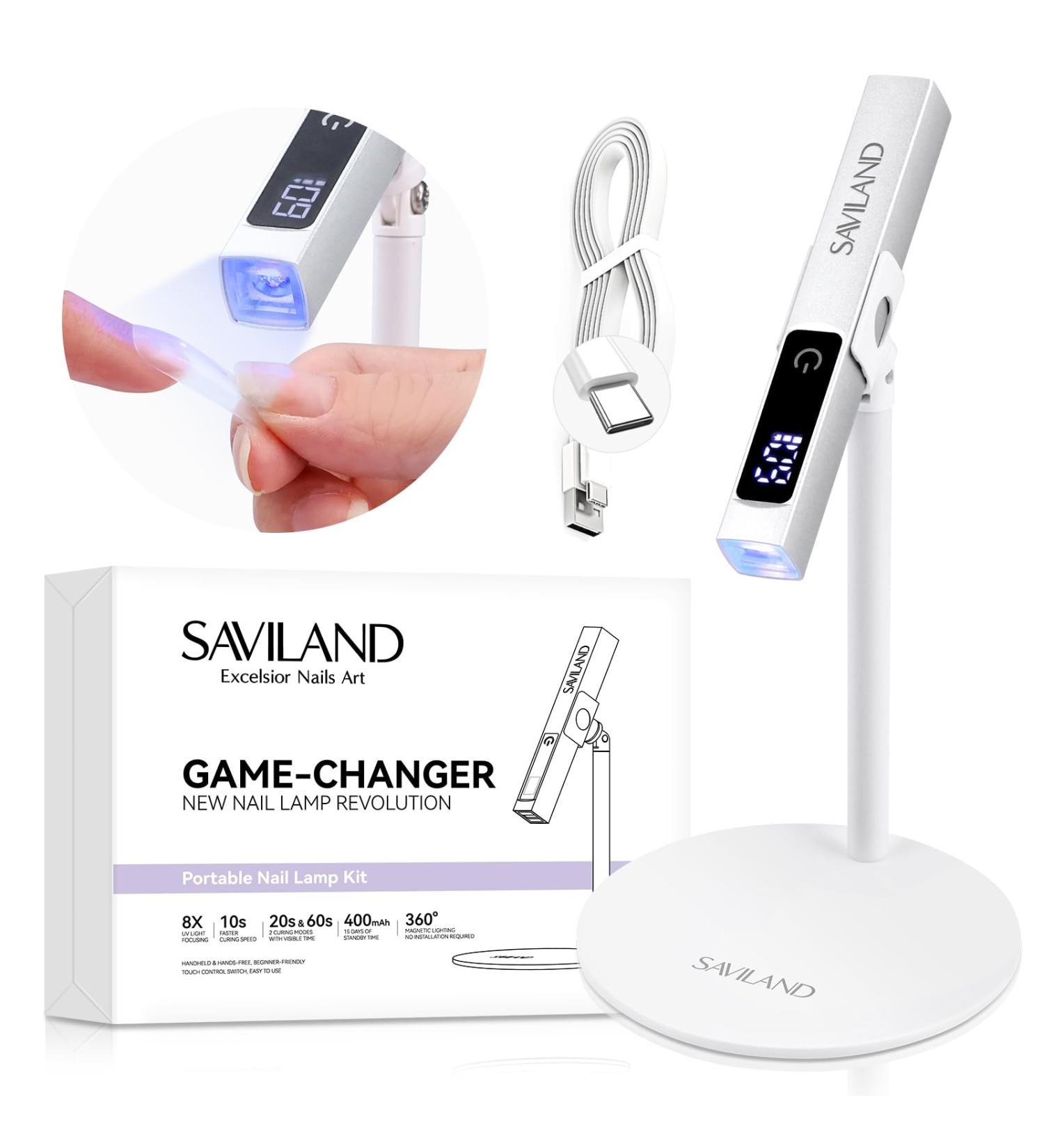 SAVILAND 12W LED UV Nail Lamp Kit - Portable Mini Nail Dryer with Magnetic Stand LCD Screen & 2-Timer Modes for DIY Manicure - USB Rechargeable & Wireless for Gel Nails - Buy Online on SooperMarket.com