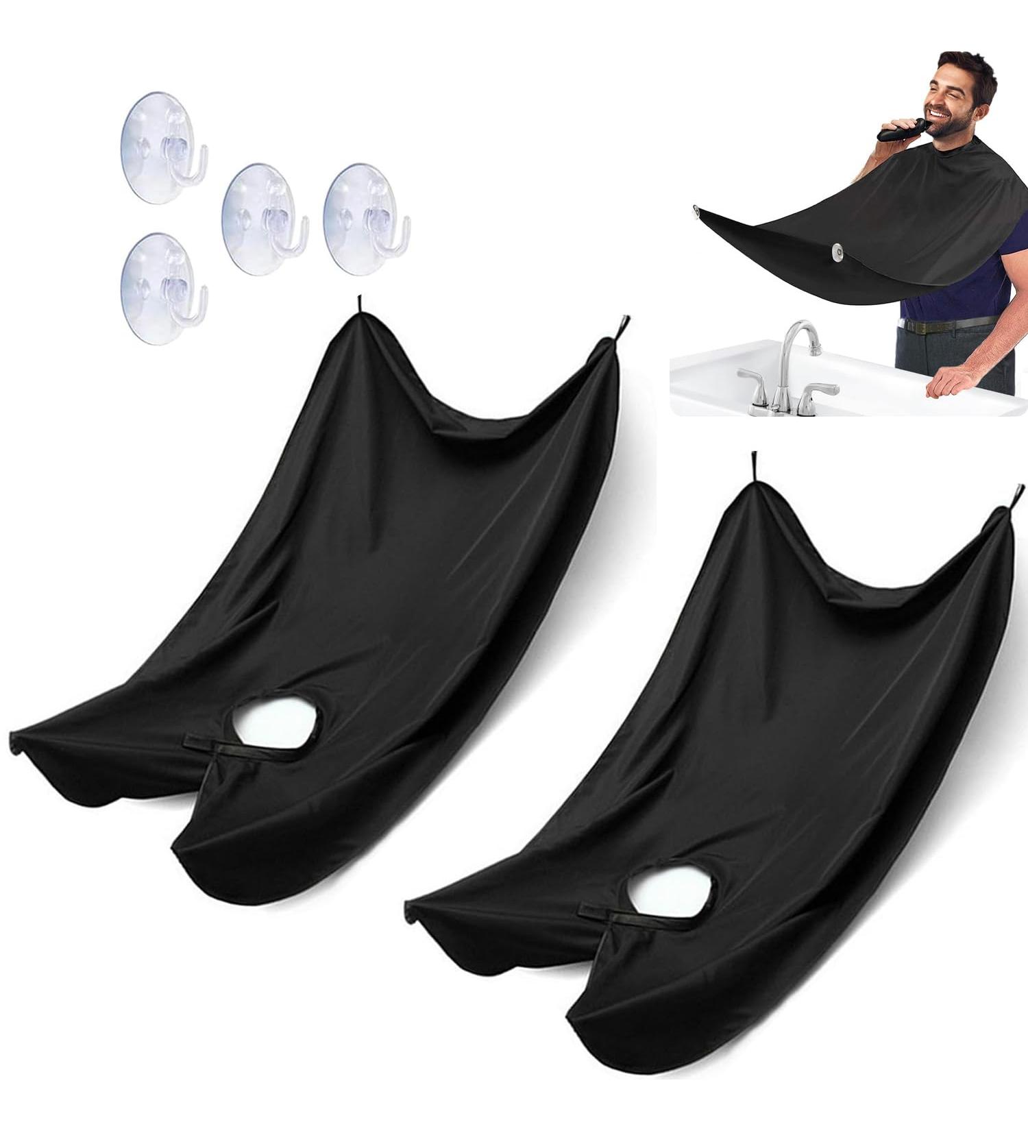 Jootuepo Beard Bibs for Men - 2 Pack Waterproof Trimming Catcher with 4 Suction Cups Non-Stick Care Cloth - Perfect Gifts for Men (Black) - Buy Online on SooperMarket.com