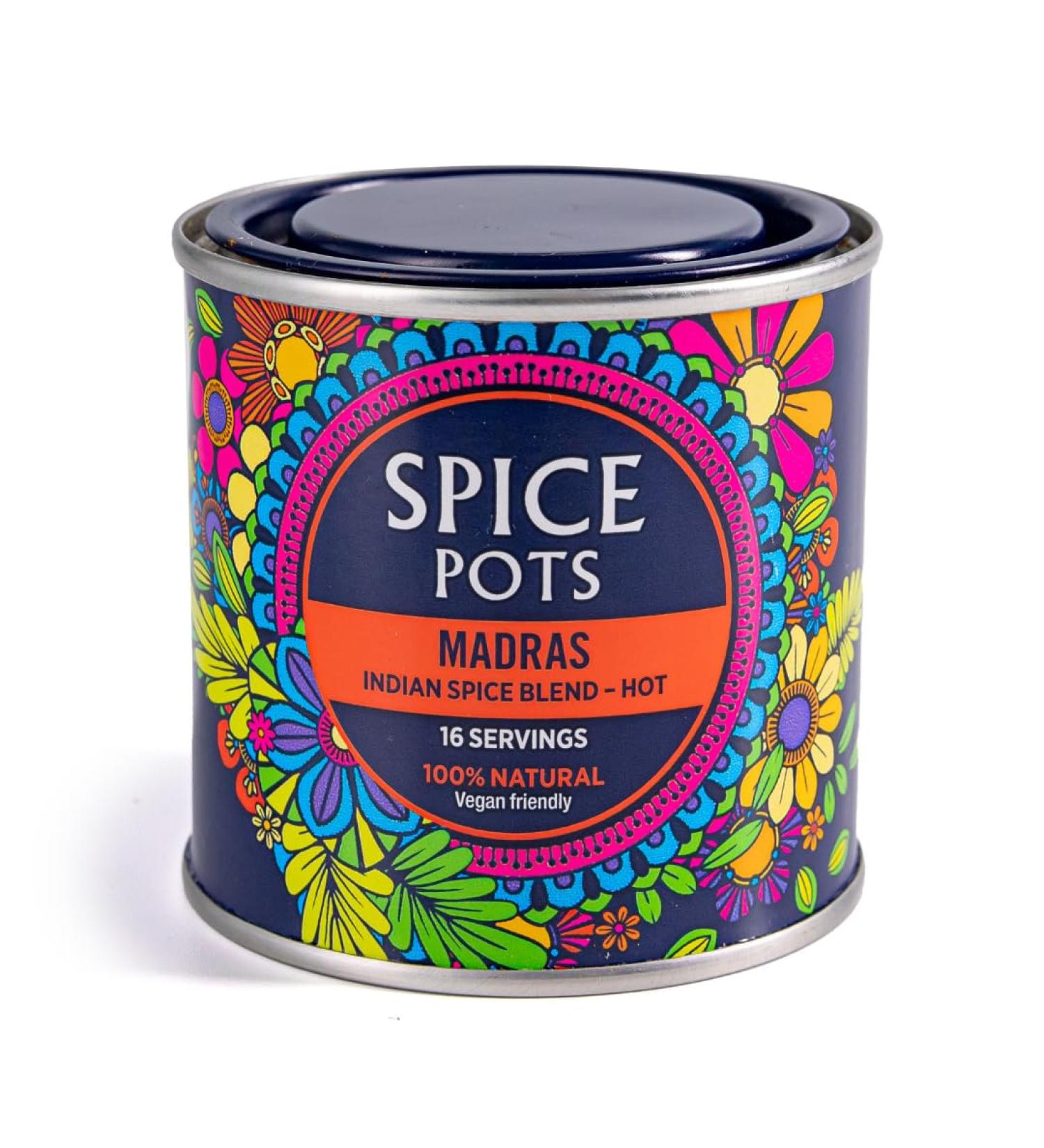 Spice Pots - Madras Curry Powder - 100% Natural Ingredients - Gluten Free & Vegan Curry Powder - Dry Spice Blend (Hot Heat) - 80g Pot (16 Servings) Madras Curry 80G - Buy Online on SooperMarket.com
