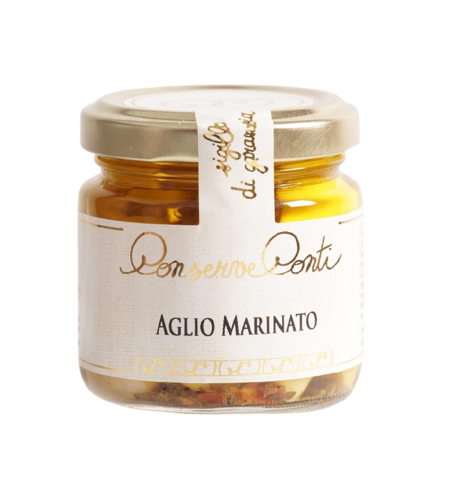 Marinated Garlic Cloves in extravirgin olive oil - one glass jar of 106 ml. - artisan production Conserve Conti - Buy Online on SooperMarket.com