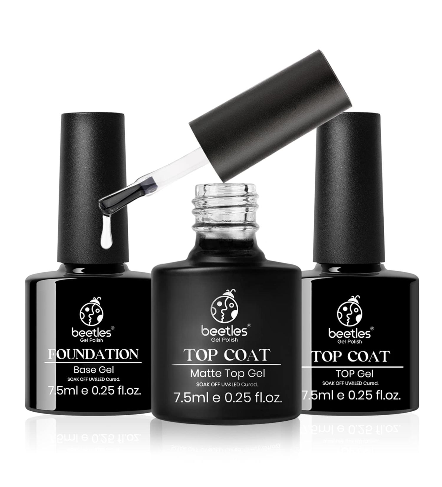 Beetles Gel Nail Polish Base and Top Coat Set - Matte & Shine Effects | Long Lasting DIY Manicure | No Wipe, Soak Off, 7.5ml Each - Buy Online on SooperMarket.com