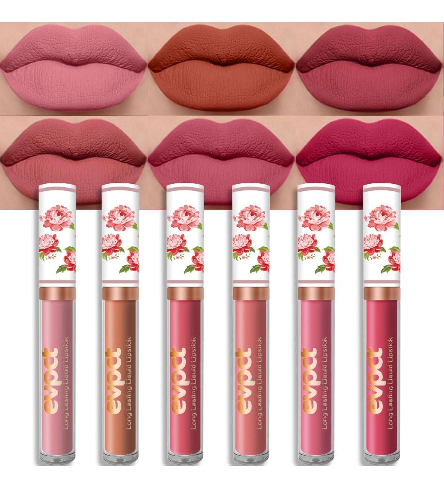 evpct Peony Flower Liquid Matte Lipstick - B-Set03 - Pack of 6 - Buy Online on SooperMarket.com