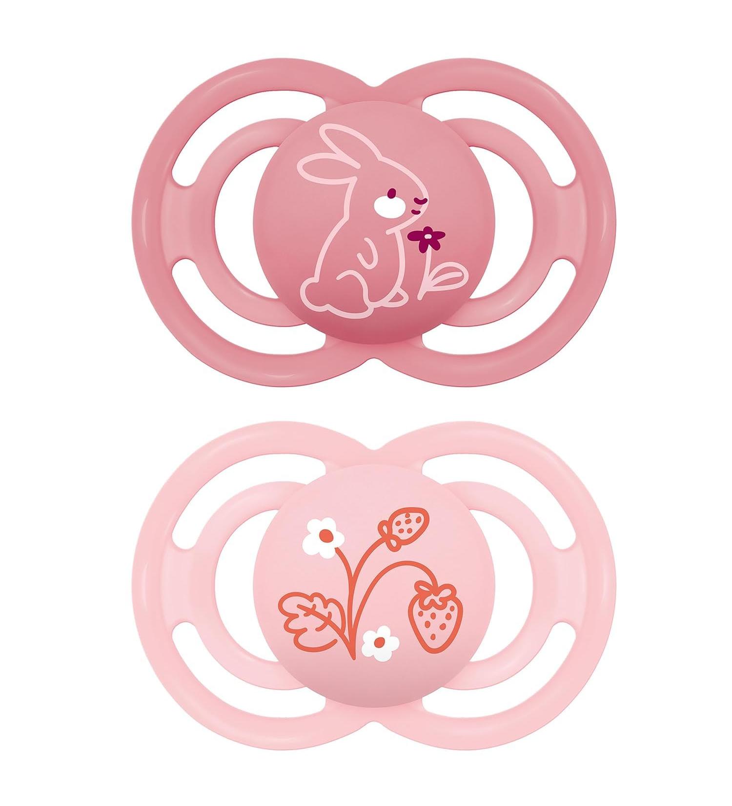 Mam Perfect Schnuller Set of 2 | Dental & Jaw Development Baby Pacifier | Eco-Friendly Silicone | 16+ Months | Rabbit & Flower Designs - Buy Online on SooperMarket.com
