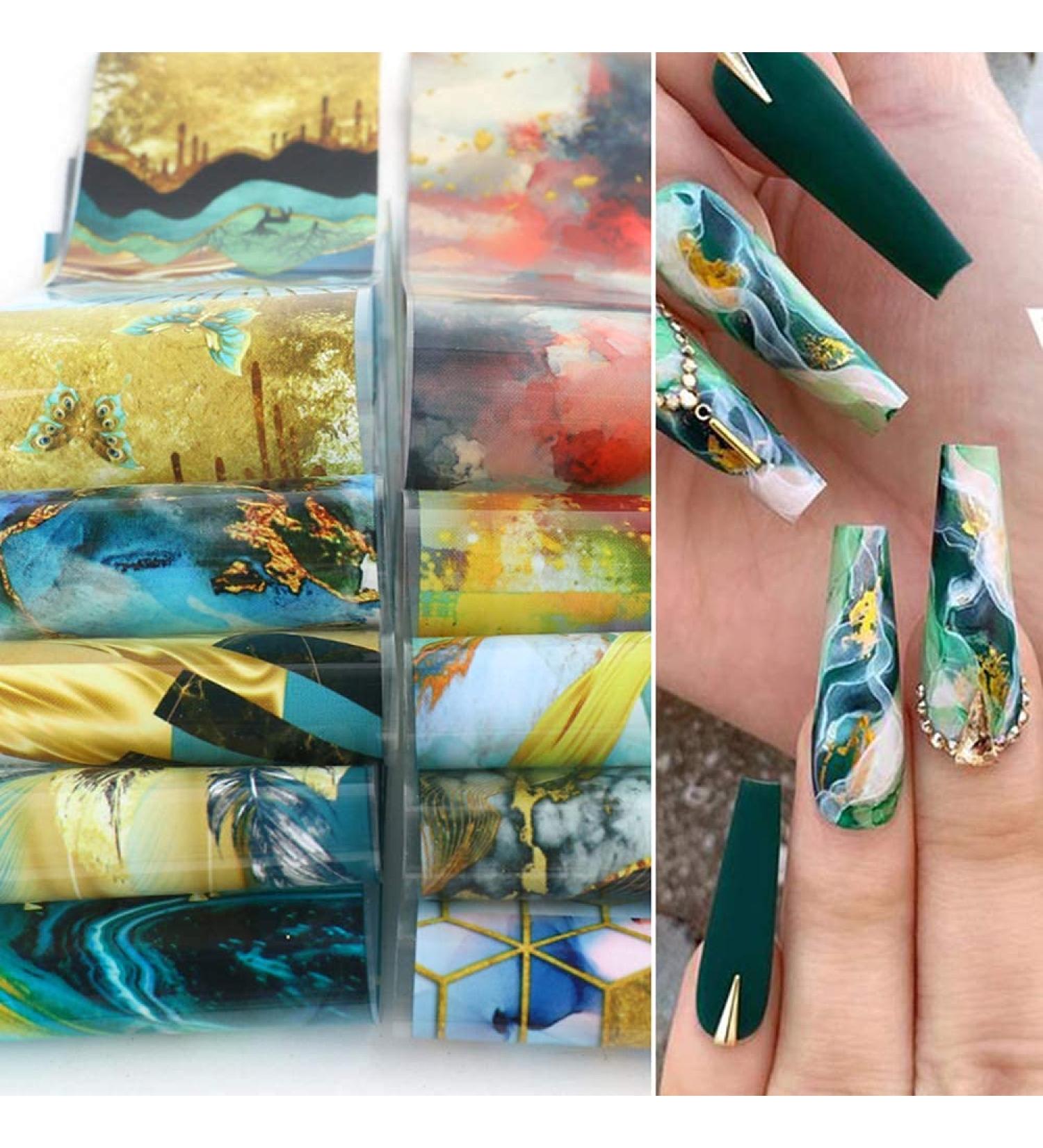 Marble Nail Art Foils Transfer Stickers - Nail Art Supplies for DIY Manicure Design - Buy Online on SooperMarket.com