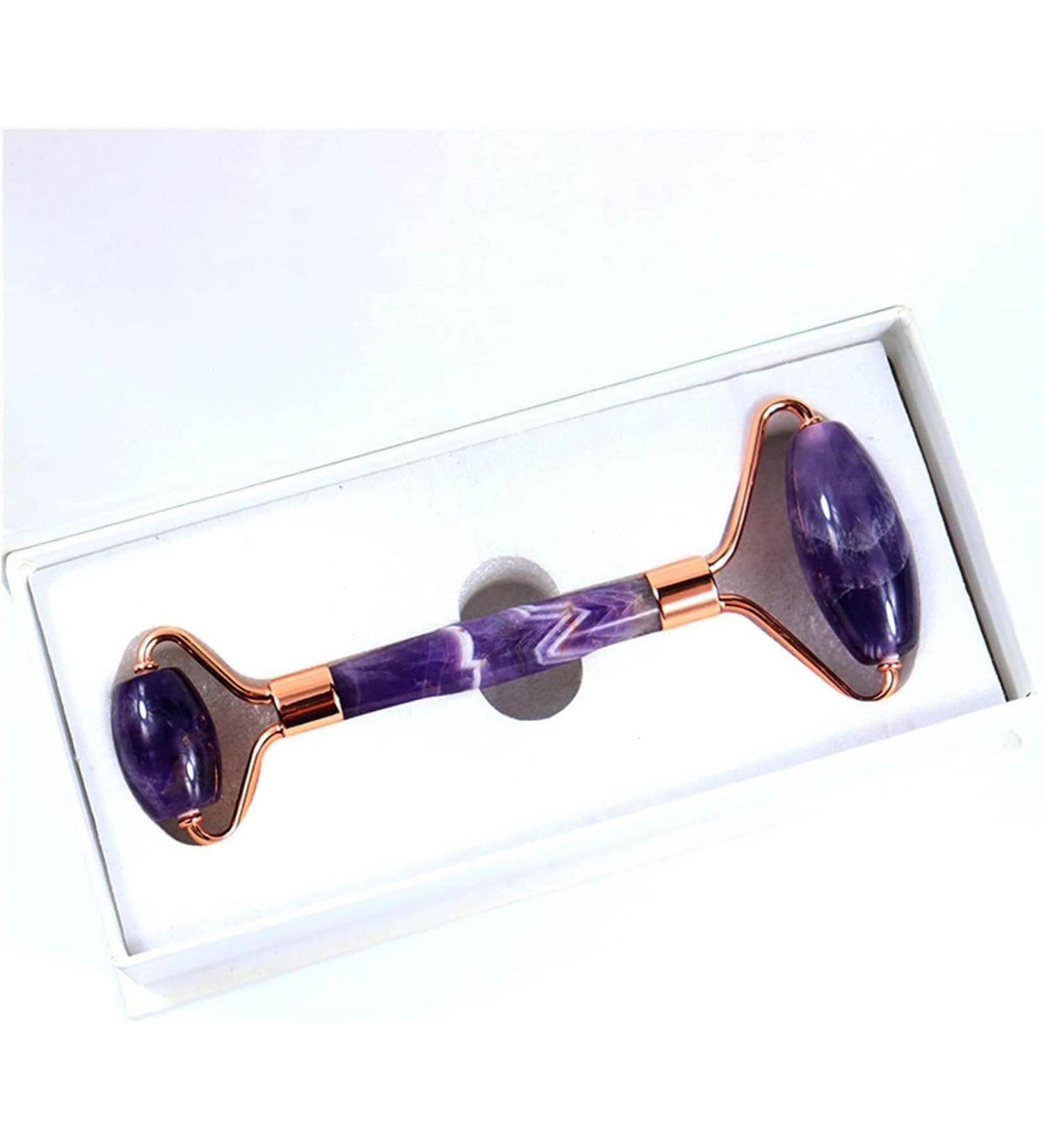 Amethyst Rough Face Care Massage Tool Set | Gua Sha & Roller | Natural Jade Massager for Facial & Body Beauty Detox - Buy Online on SooperMarket.com