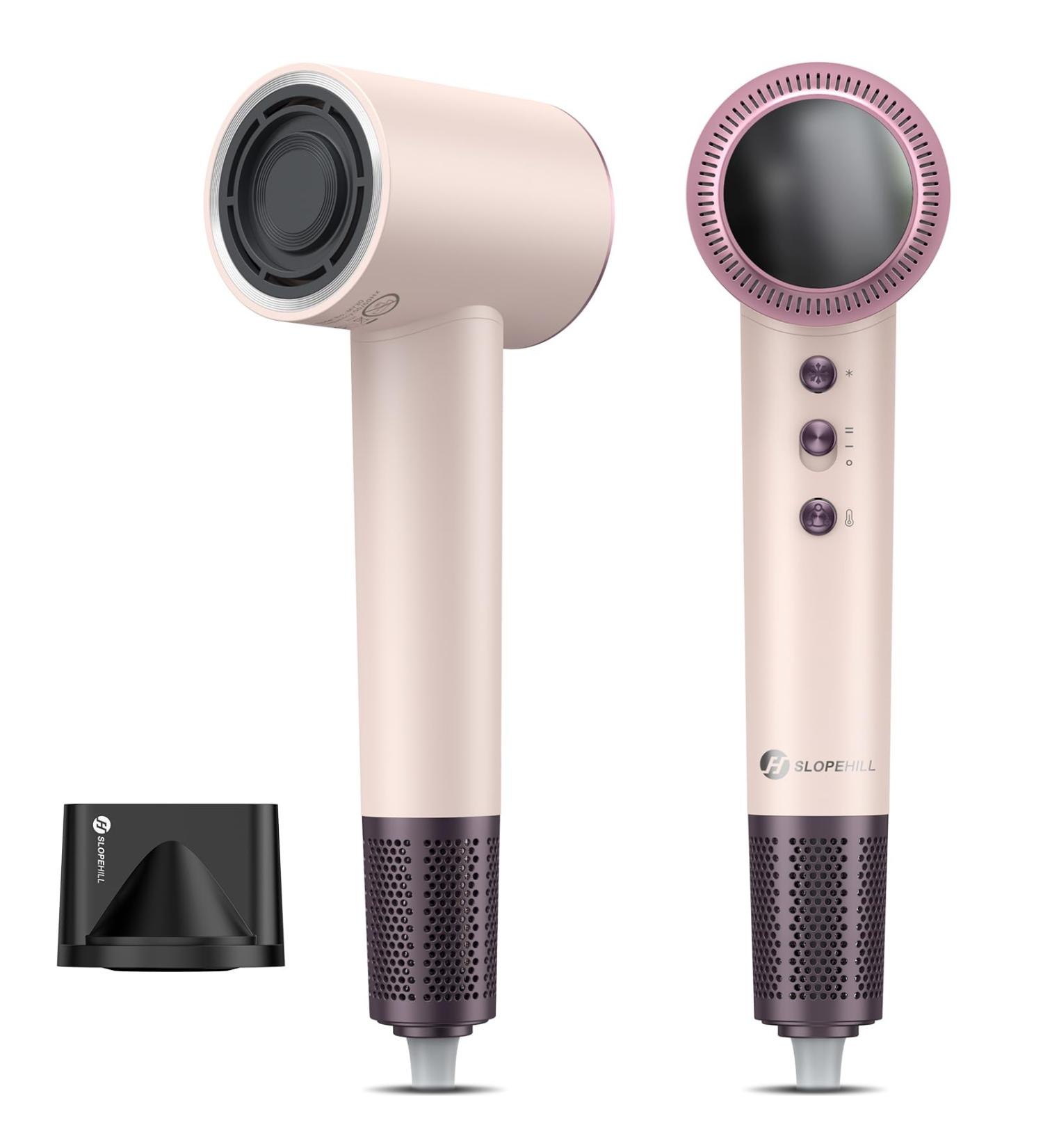 Slopehill Hair Dryer - 110 000 RPM High-Velocity Low Noise Lightweight | Intelligent Temperature Control for Home Salon & Travel - Pink & Rose Gold - Buy Online on SooperMarket.com