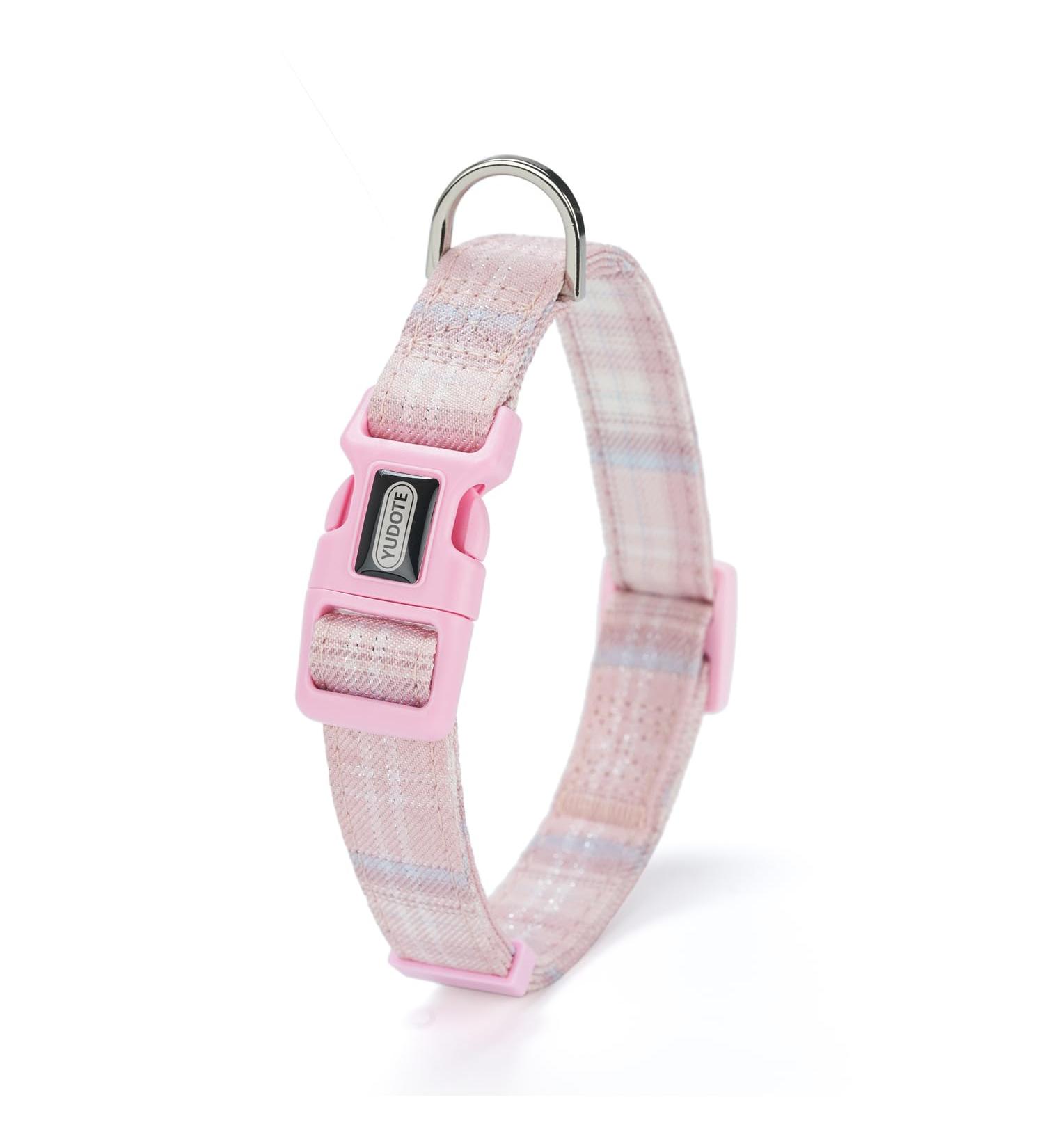 Yudote Soft Dog Collar for Small Dogs | Checkered Fabric Sensitive Skin | Light Pink (1-Pack) - Buy Online on SooperMarket.com