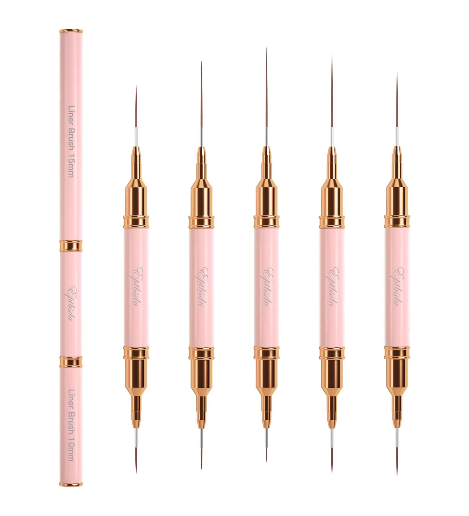 Nail Art Brushes Set - 5PCS Double-Ended Liner Striping Design Brushes for Fine Drawing and Details in Sizes 5/7/9/10/11/15/20/22/25/30 - Light Pink - Buy Online on SooperMarket.com