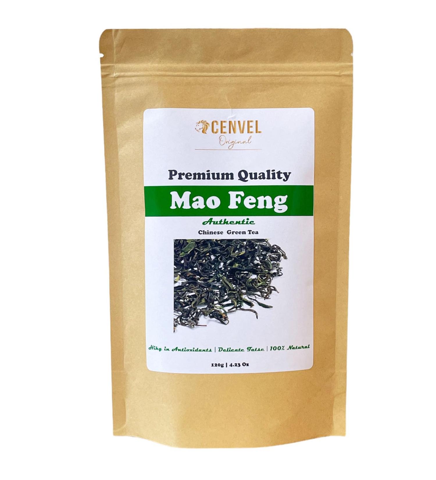 CENVEL Authentic Loose Leaf Mao Feng Green Tea | Chinese Pure 100% Natural Green Tea | Rich in Antioxidants | Delicate in Taste | Eco-Friendly Packaging | Zero Plastic (120g) - Buy Online on SooperMarket.com