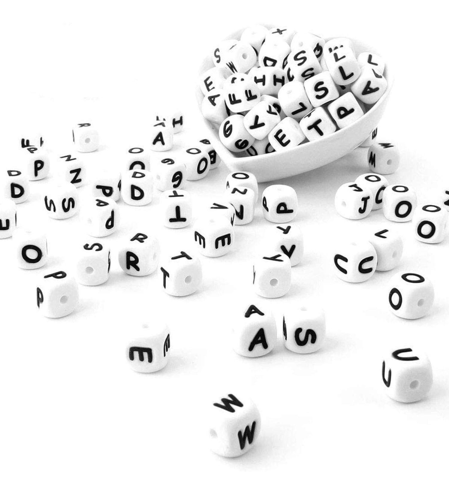 104PCS Square Silicone Alphabet Beads 12MM for DIY Jewelry Making | Weekjoey - Buy Online on SooperMarket.com