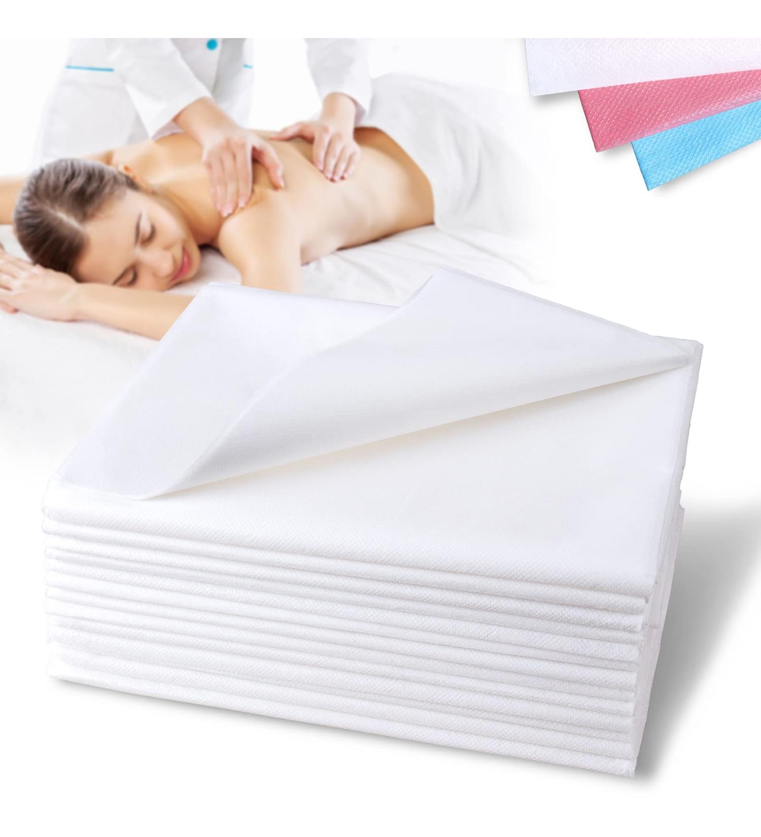 Disposable Bed Sheets 31x78 White Non Woven Fabric - Pack of 20 - Ideal for SPA, Tattoo, Massage Tables & Hotels - Buy Online on SooperMarket.com