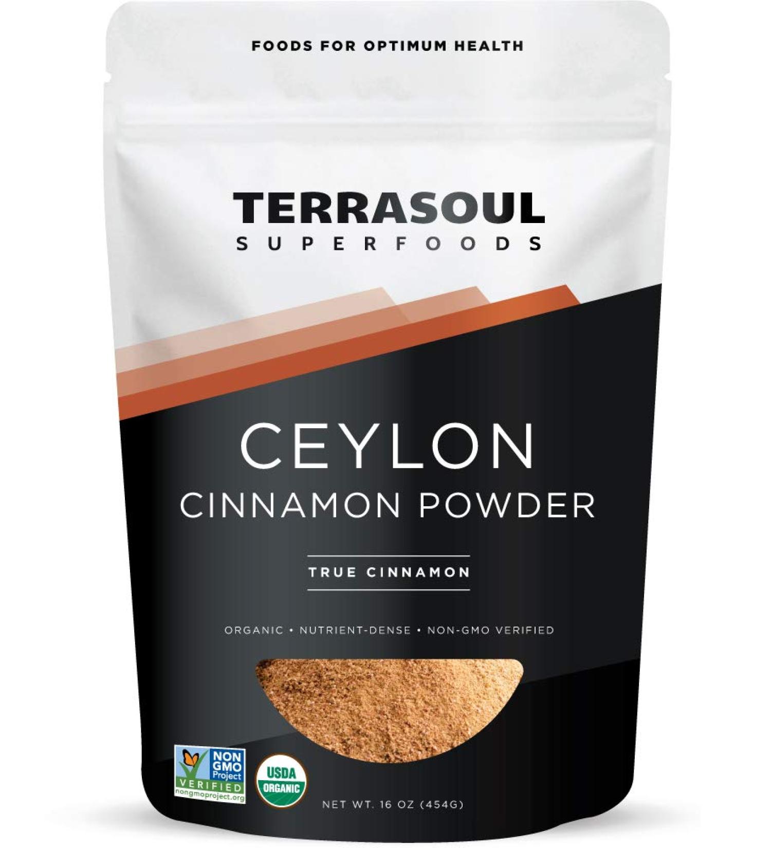 Terrasoul Superfoods Organic Ceylon Cinnamon Powder 16 Oz - Lab-Tested for Authenticity, Premium Quality and Flavor - 1lb Pack - Buy Online on SooperMarket.com