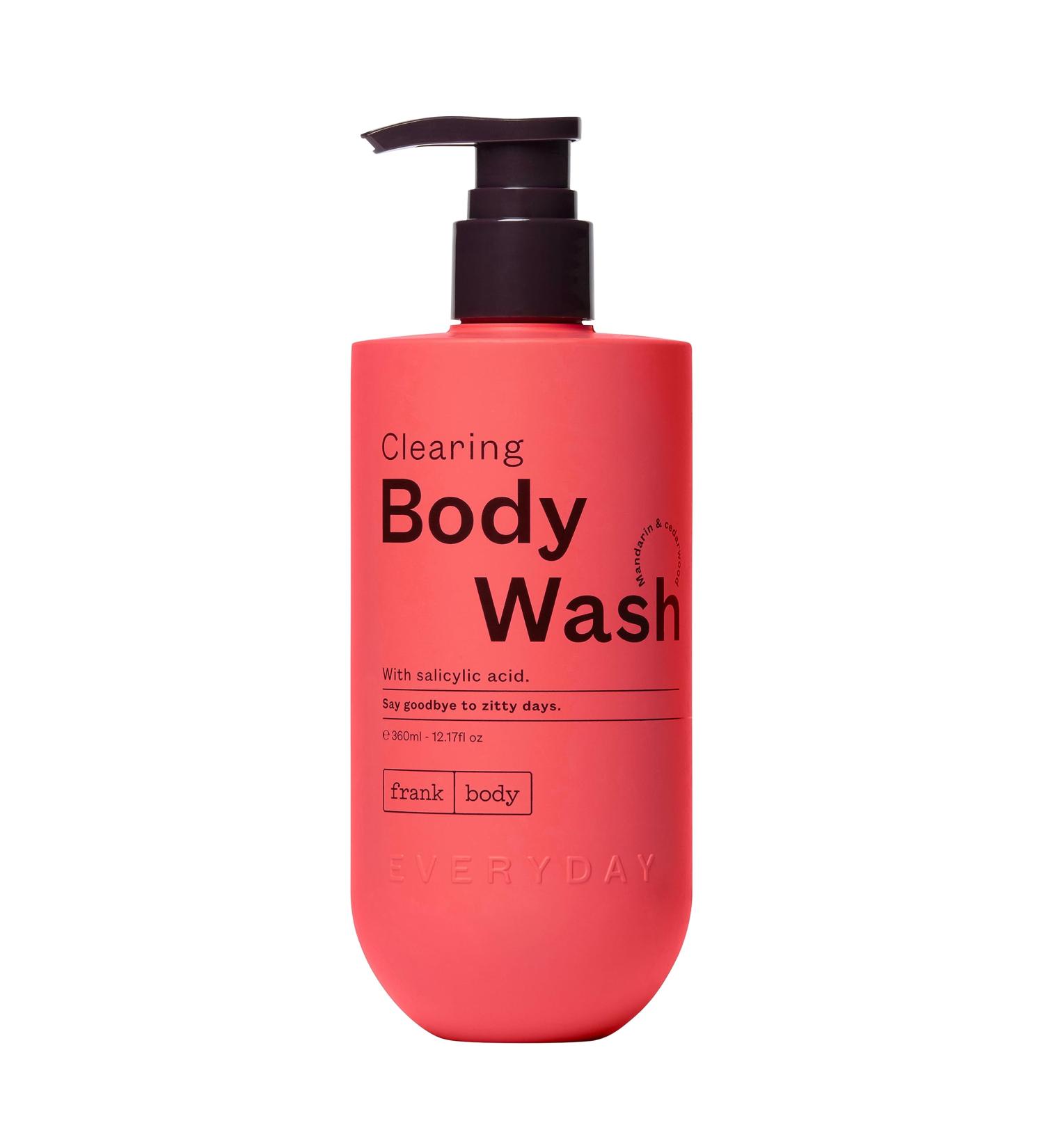Frank Body Clearing Body Wash - Vegan Cruelty-Free | Salicylic Acid for Clear Skin | Mandarin & Cedarwood Scent | 360mL - Buy Online on SooperMarket.com