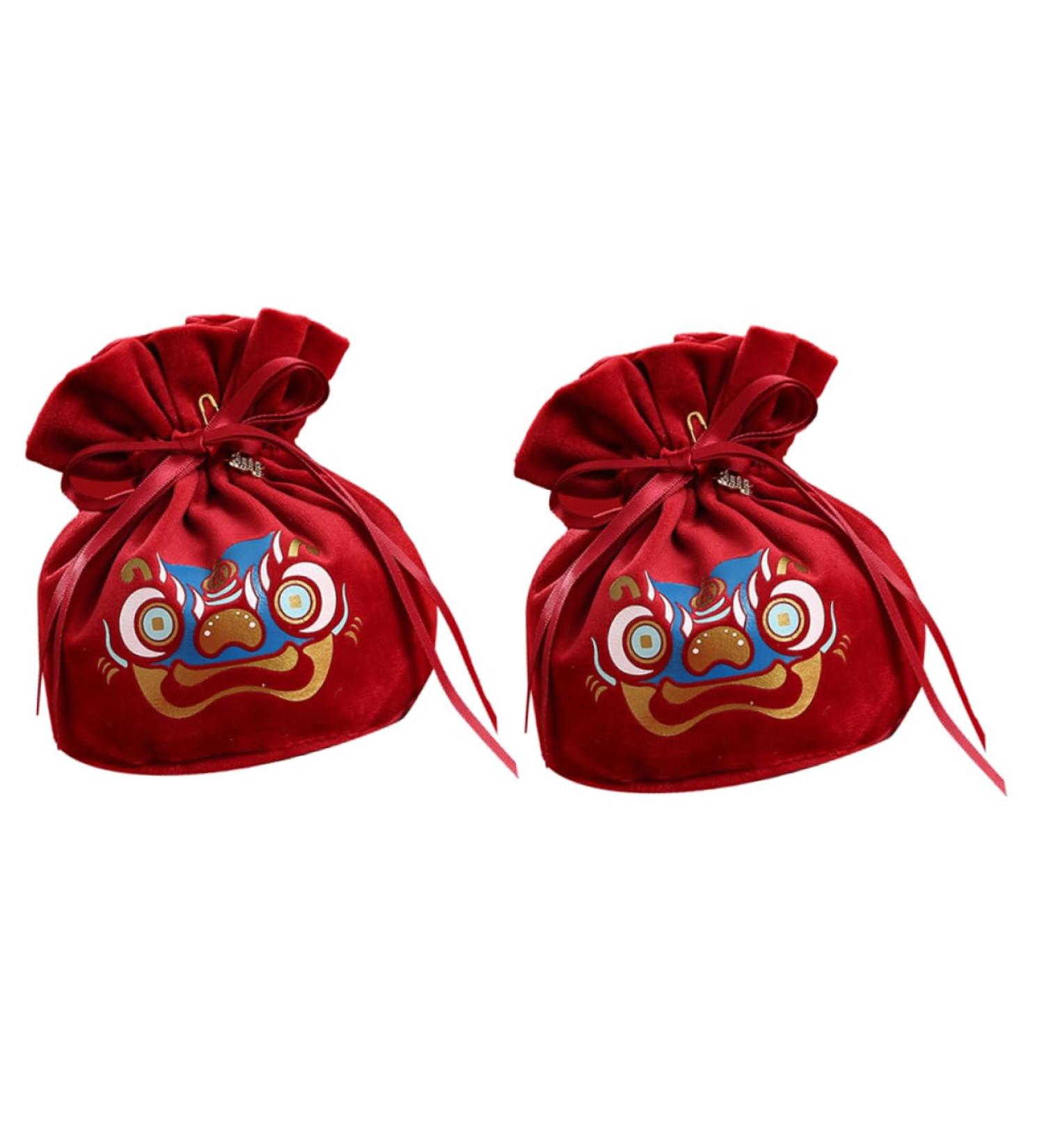 HOMSFOU 2pcs Candy Bag Packaging Bag Wedding Candy Bags Candy Bags for Wedding Decorative Candy Pouches Drawstring Candy Bags Gift Bags Wedding Decor Portable Candy Pouch Festival Supply Red 15x12cm - Buy Online on SooperMarket.com