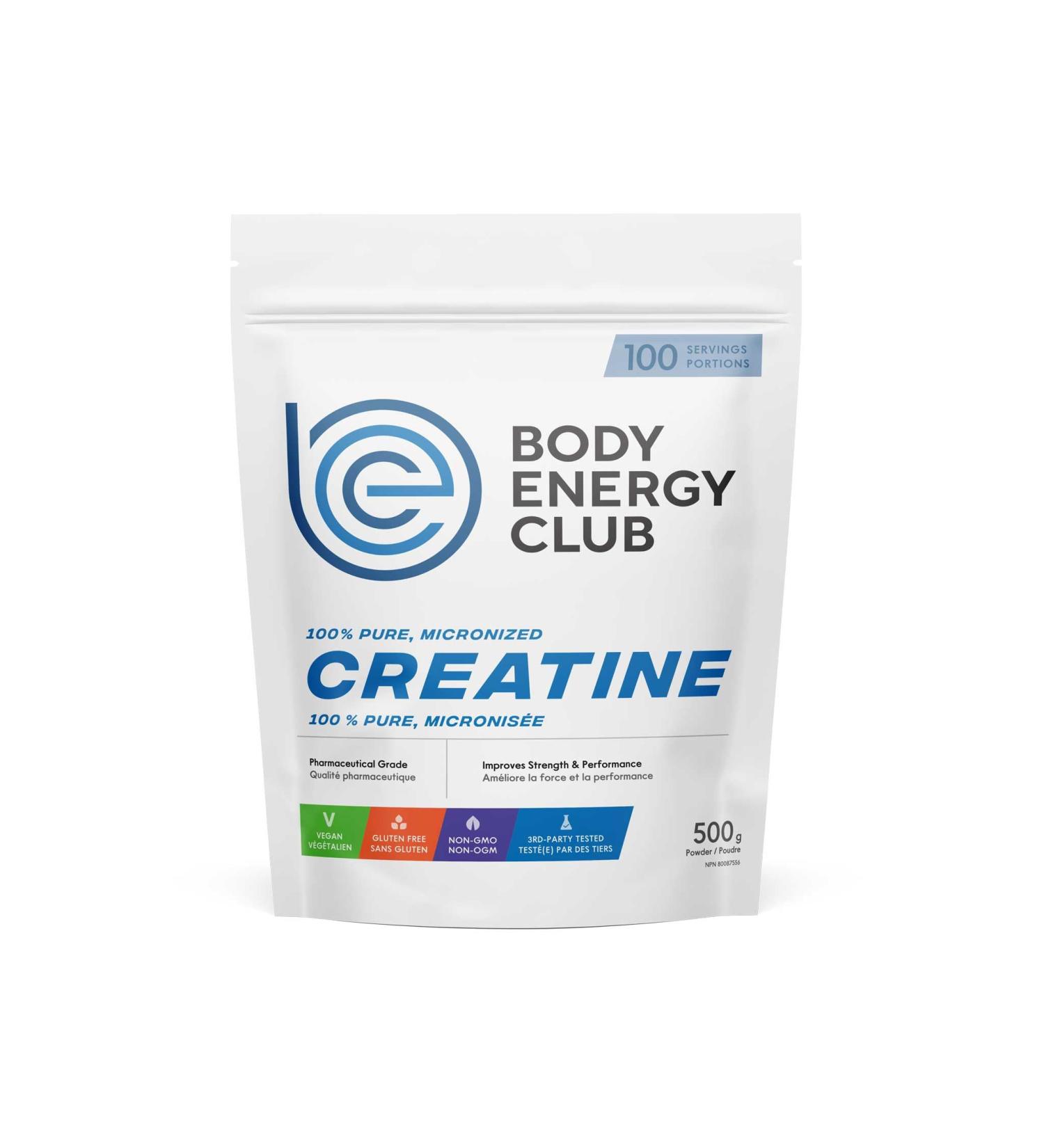 Body Energy Club Creatine Monohydrate Powder - Pure Vegan Creatine for Enhanced Muscle Growth Strength and Energy - Improve Workout Performance and Recovery - 500g