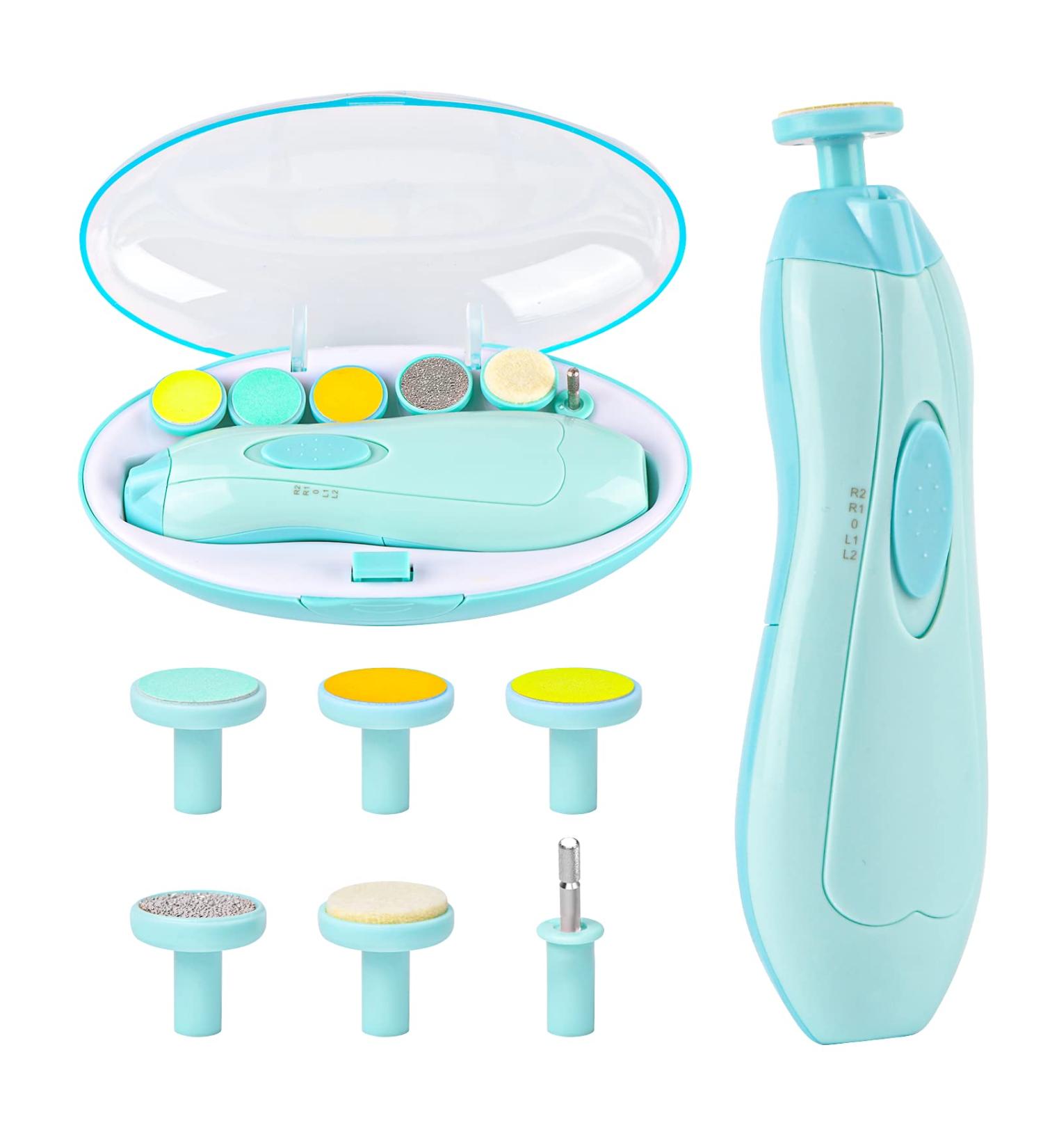 Lupantte Electric Baby Nail Trimmer with Light and 6 Grinding Pads - Safe Nail File and Clippers for Newborns, Infants, Toddlers, Kids and Adults - Green - Buy Online on SooperMarket.com