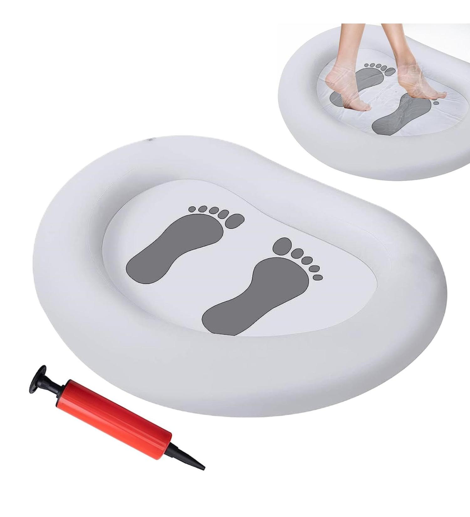 Pool Foot Bath | Portable Pool Foot Wash Basin Tub White Inflatable Pool Basin Tub with Pump Portable Swimming Pool Footbath for Pool and Beach - Buy Online on SooperMarket.com