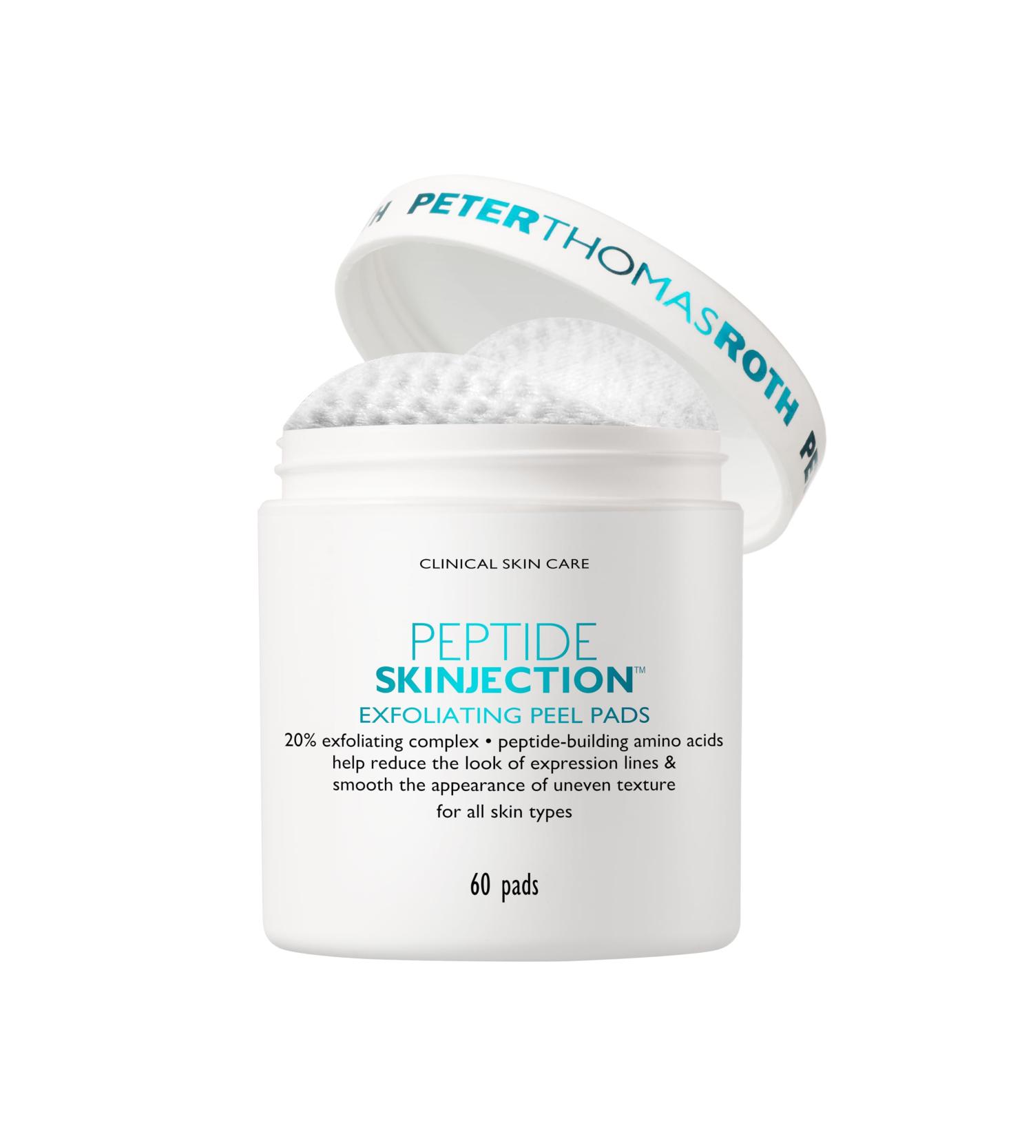 Peter Thomas Roth Peptide Skinjection Exfoliating Peel Pads | Smoothing Expression Lines & Wrinkles | Fragrance-Free Alcohol-Free All Skin Types - Shop Internationally - Buy Online on SooperMarket.com