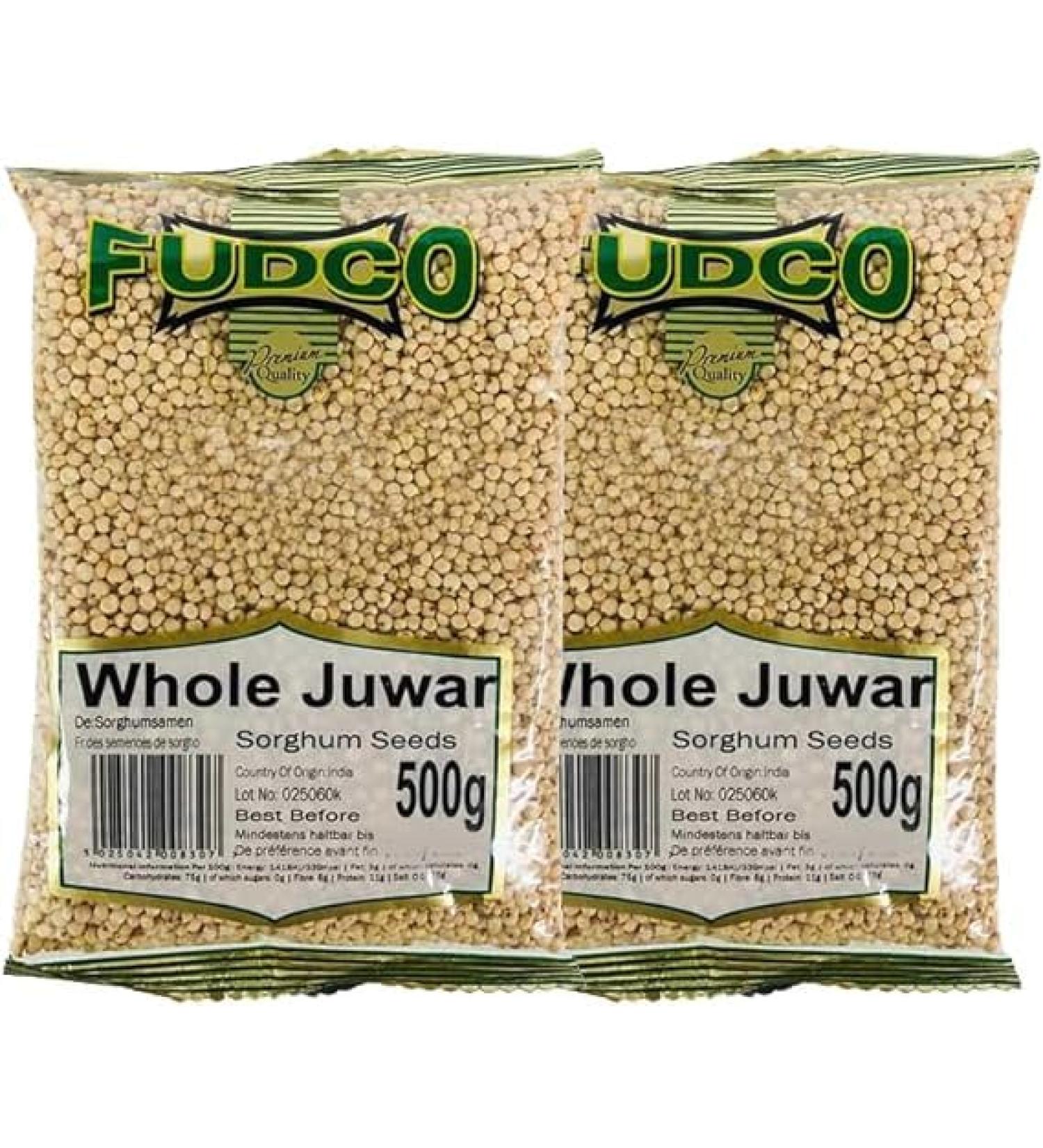 Fudco Whole Juwar | 500G | Sorghum Whole | Whole Sorghum Millet | Whole Grains | High Protein | Cholam | Millet Grains | Indian Origin | Each 500g | Pack Of 2 - Buy Online on SooperMarket.com