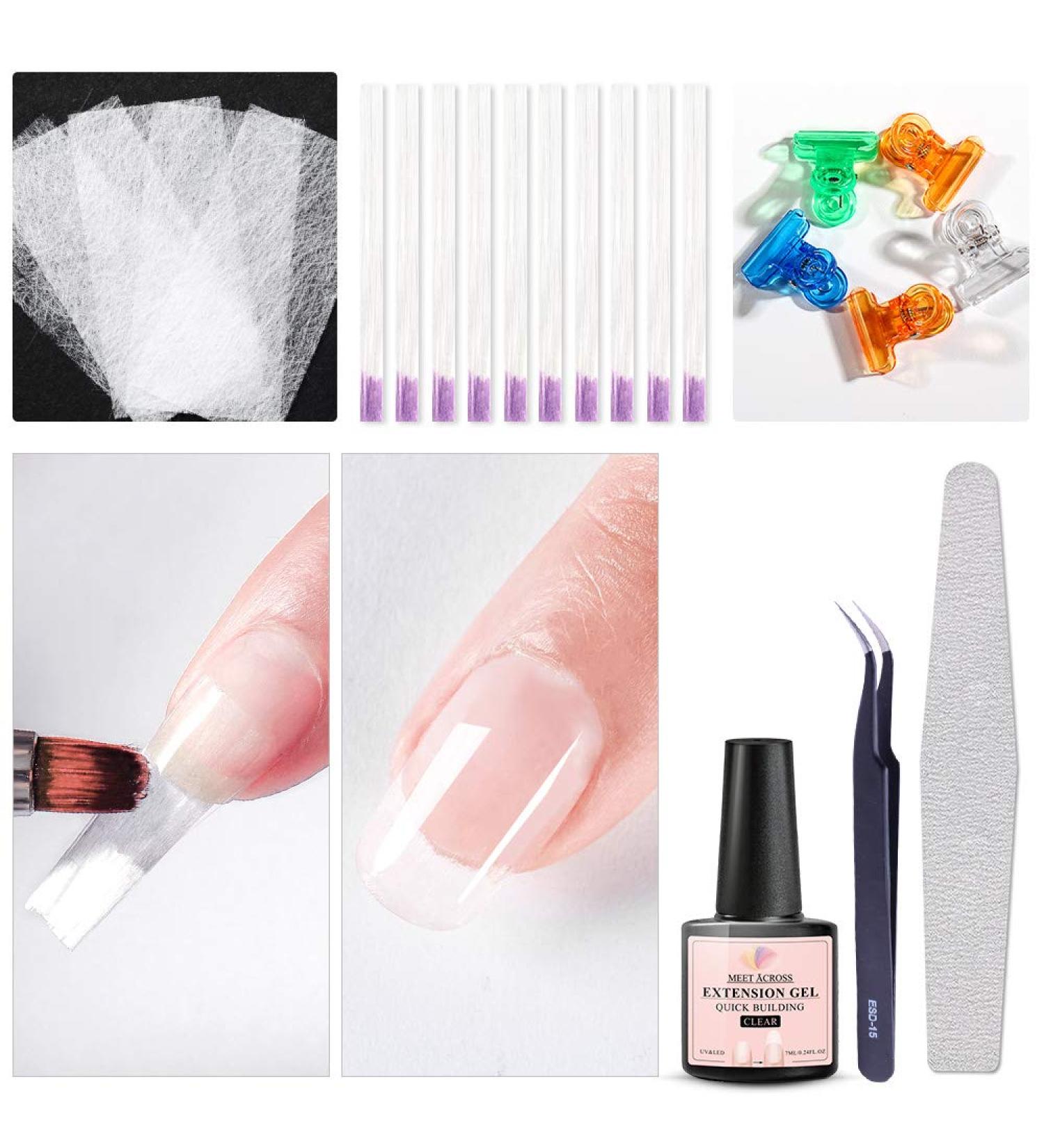 Magical Silk Fiberglass Nail Extension Kit with Building Gel - Nail File, Tweezers, Nail Tips Clip Included - Buy Online on SooperMarket.com