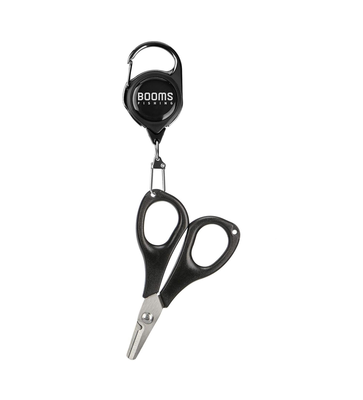 Booms Fishing S01 Braided Line Scissors Cutter | Saltwater/Freshwater Shears with Retractor | Black Serrated Fishing Tool - Buy Online on SooperMarket.com