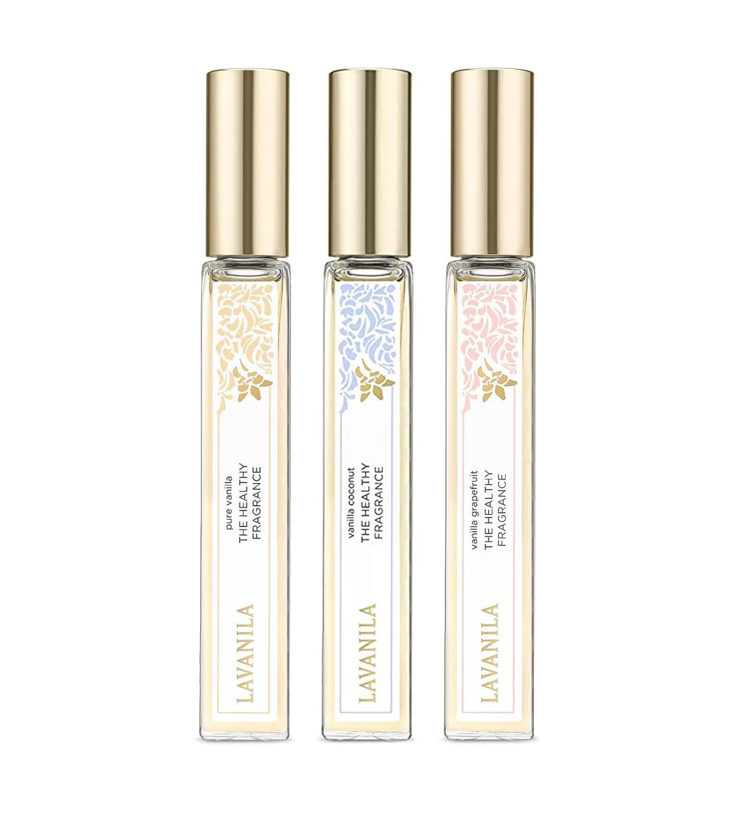 Lavanila Roller Perfume Set of 3 Includes Pure Vanilla + Vanilla Coconut + Vanilla Grapefruit - The Healthy Fragrance for Women Clean and Natural - Buy Online on SooperMarket.com