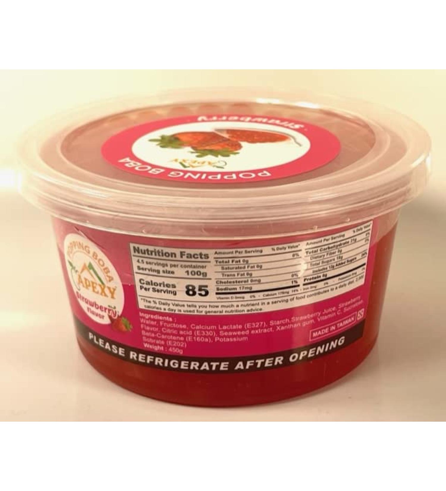 Apexy Bursting Boba Popping Boba Pearls Fruit Tea Snack Toppings 450g, Product of Taiwan (Strawberry)