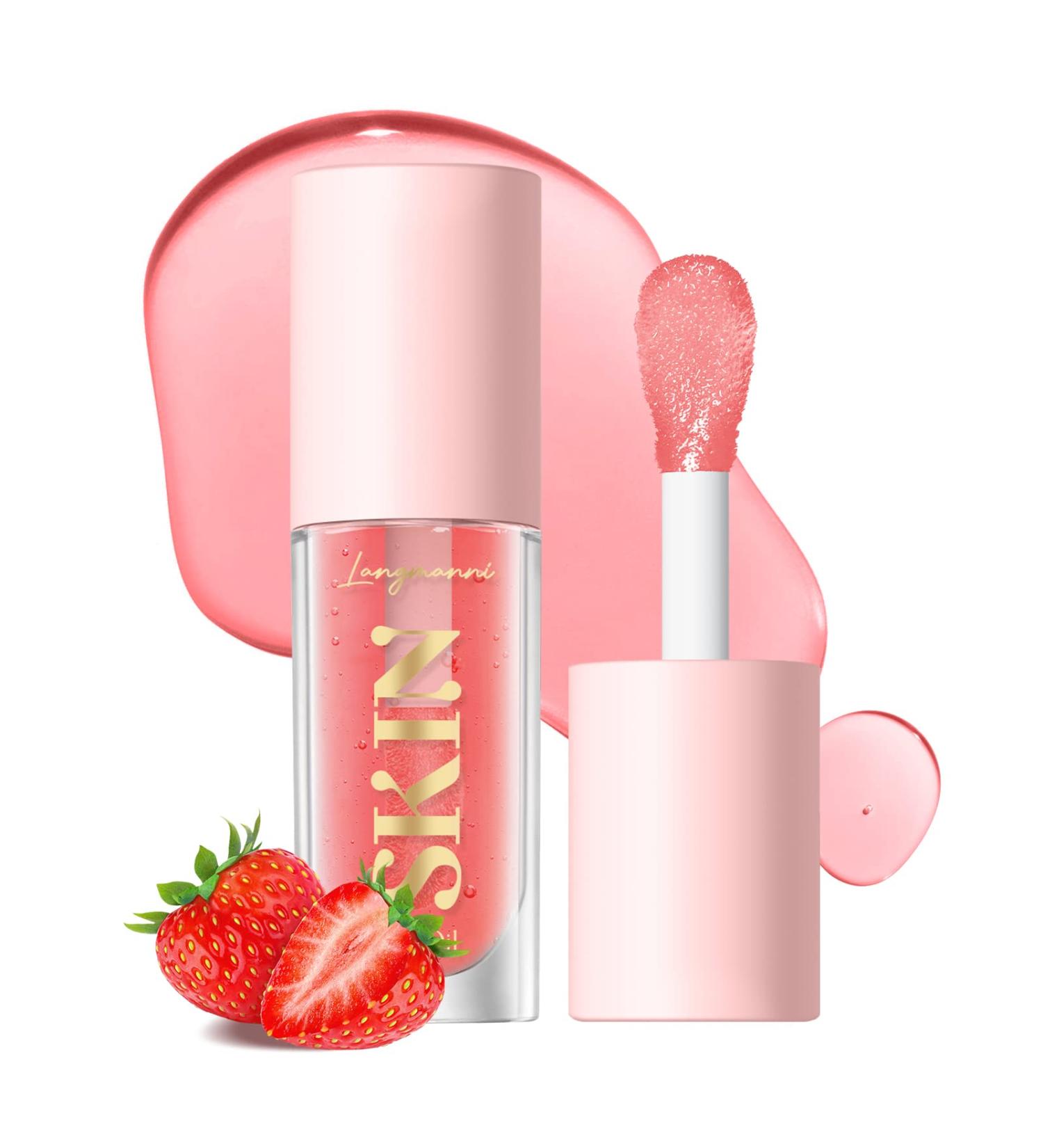 BANGFENG Hydrating Lip Oil - Plumping Tinted Gloss for Long Lasting Moisture - Strawberry Pink - Buy Online on SooperMarket.com