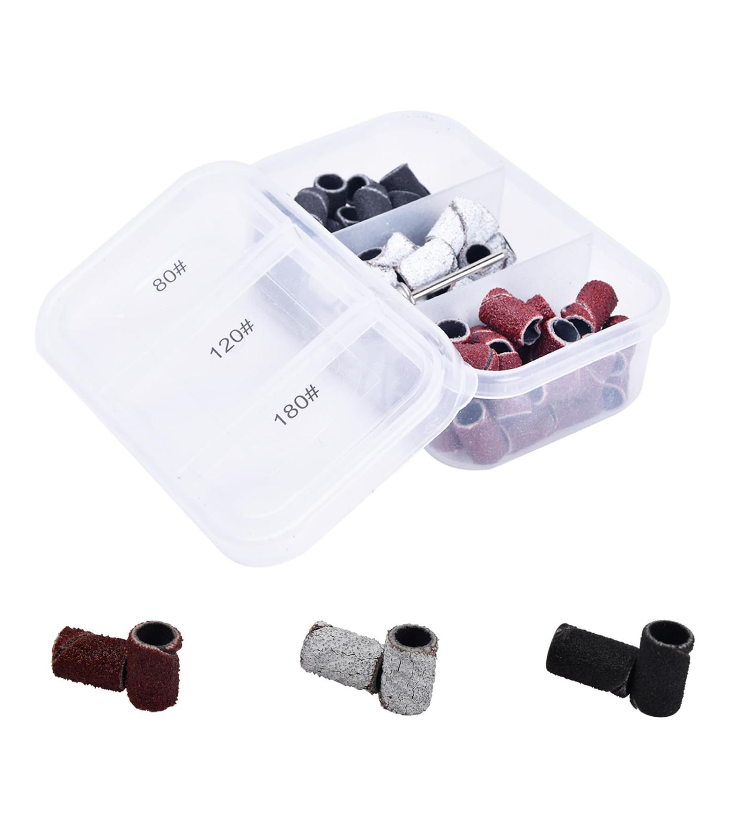 Wisebom 75 Piece Sanding Sleeve Set Accessories Sanding Caps 80/120/180GRIT Sanding Sleeves for Manicure Nail Design Pedicure Nail Art for Precise Sanding and Polishing - Buy Online on SooperMarket.com