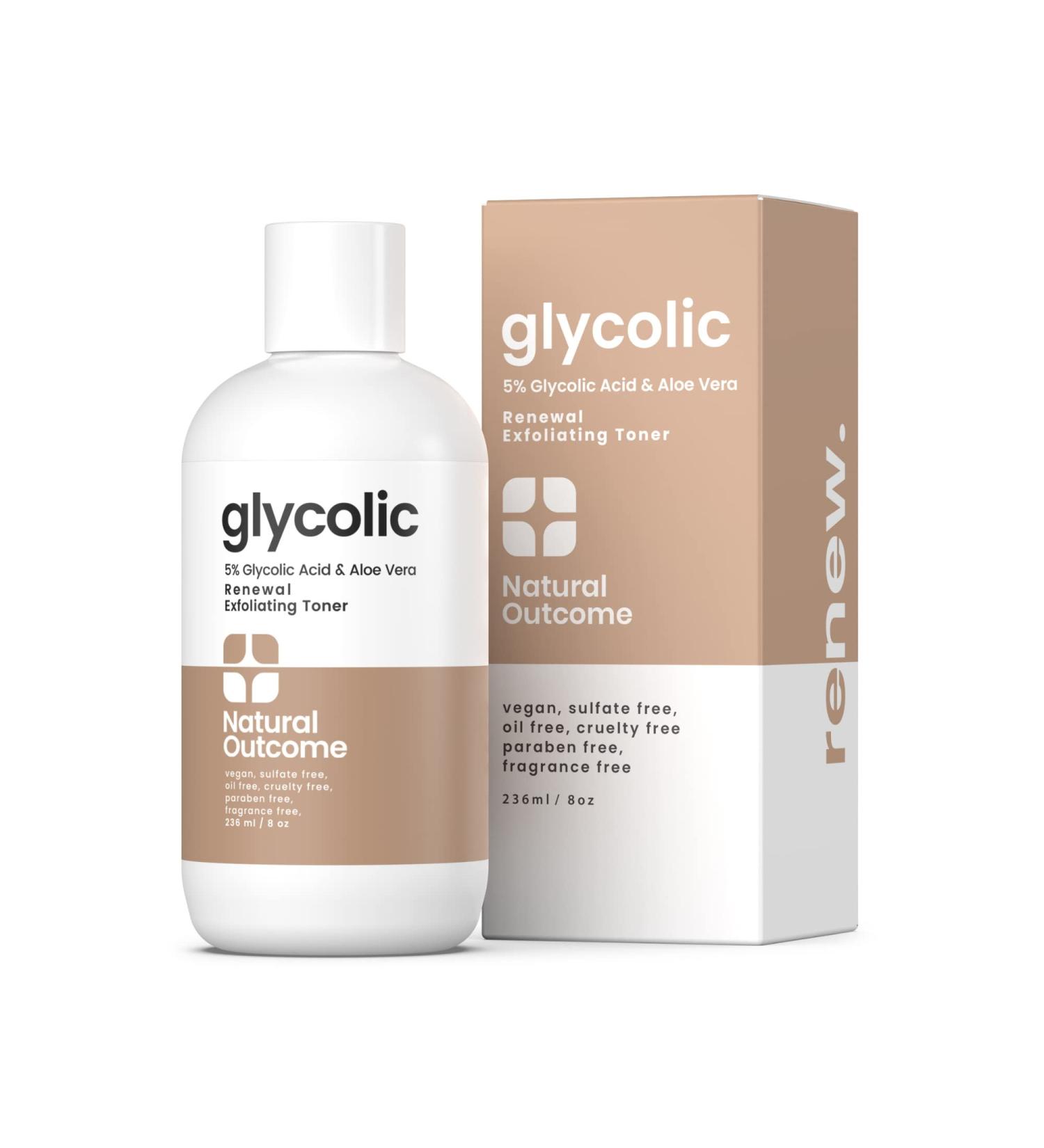 Glycolic Acid Toner 5% with Aloe Vera & Quinoa Extract - Anti-Aging, Gentle Exfoliating Toner for Face - 8 oz - Buy Online on SooperMarket.com