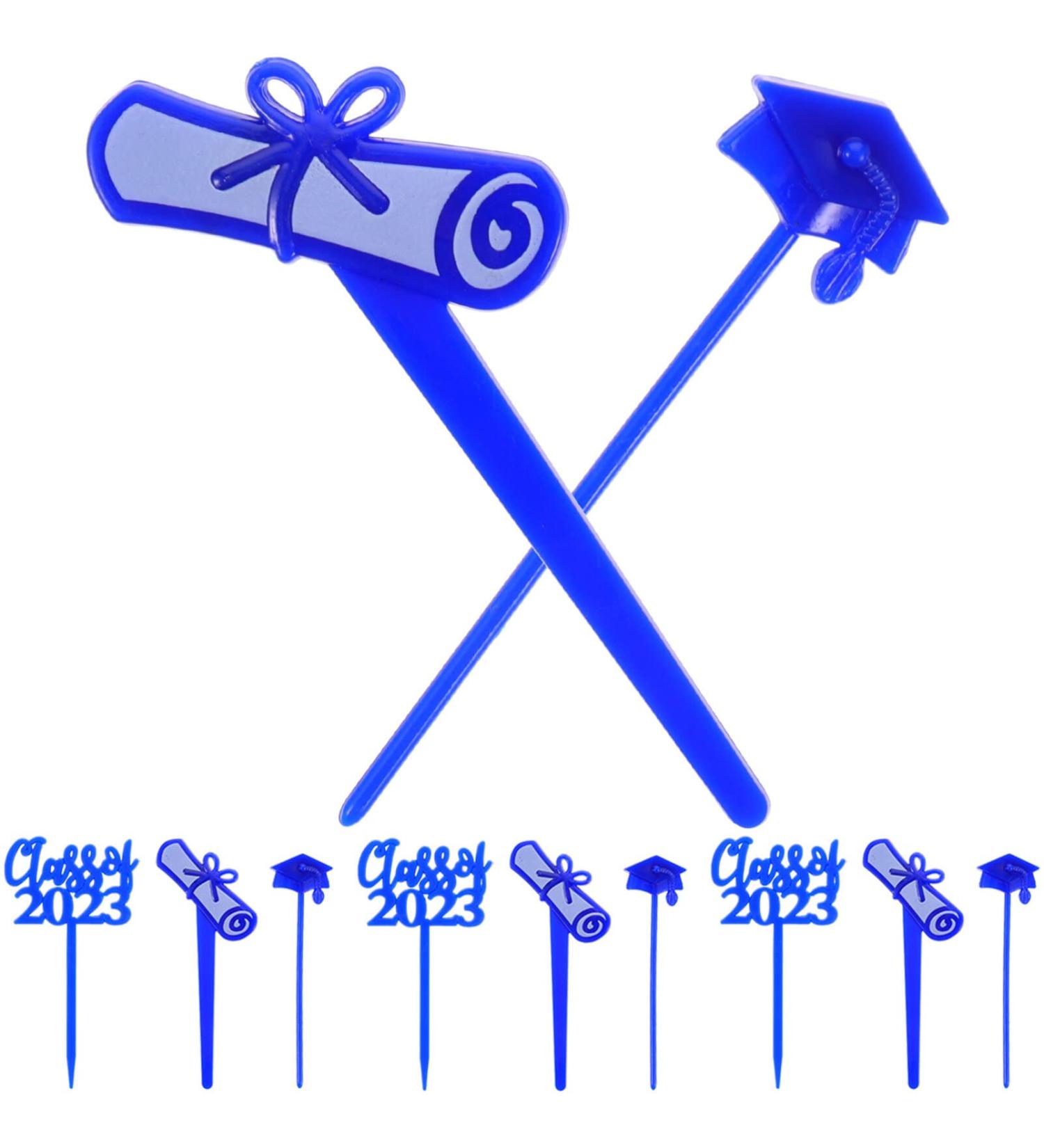 TENDYCOCO 30pcs 2023 delicate cake supplies 2023 cupcake toppers graduate grad cake decorations props graduation cupcake picks graduation hat paper cup food pick class of 2023 decorations Blue - Buy Online on SooperMarket.com