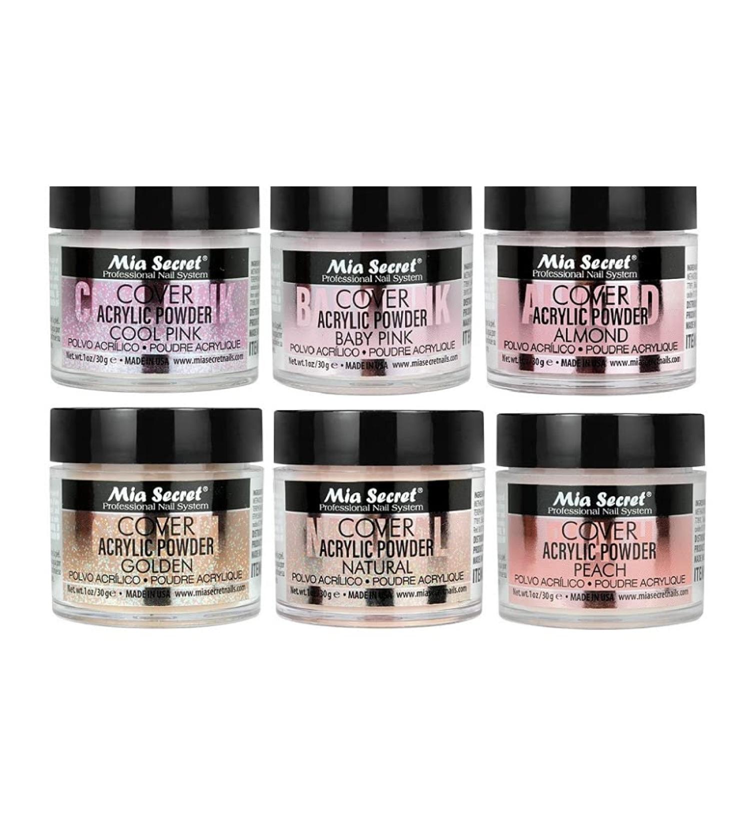 Mia Secret Acrylic Powder COVER Set - Baby Pink/Cool Pink/Natural/Peach/Almond/Golden - 1 oz (6pc) - Buy Online on SooperMarket.com