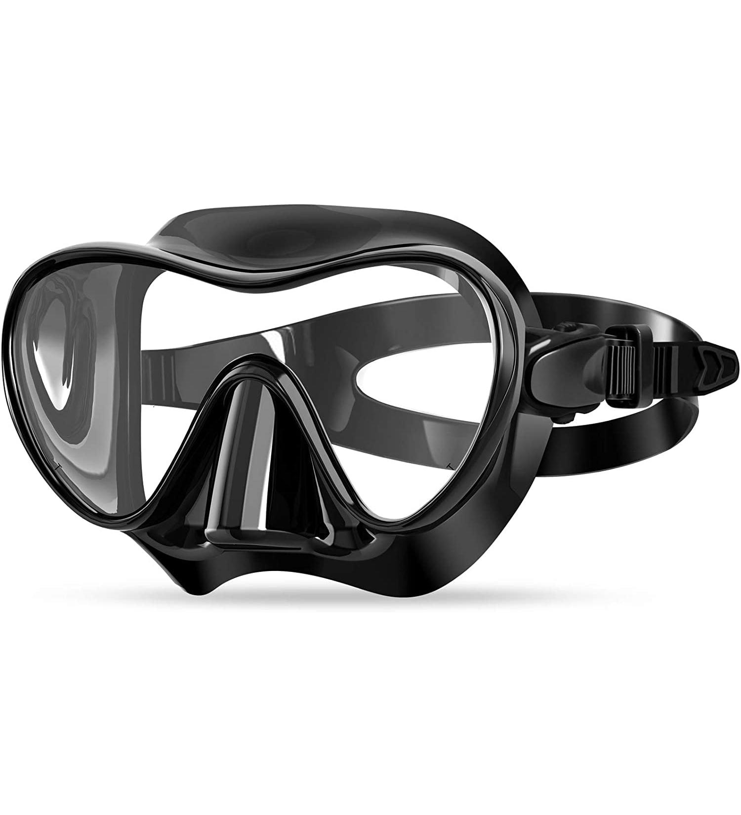 Bairuifu Swim Goggles Diving Mask | Anti-Fog Tempered Glass Snorkel Mask for Adults & Youth | 180 Clear View | Black - Buy Online on SooperMarket.com