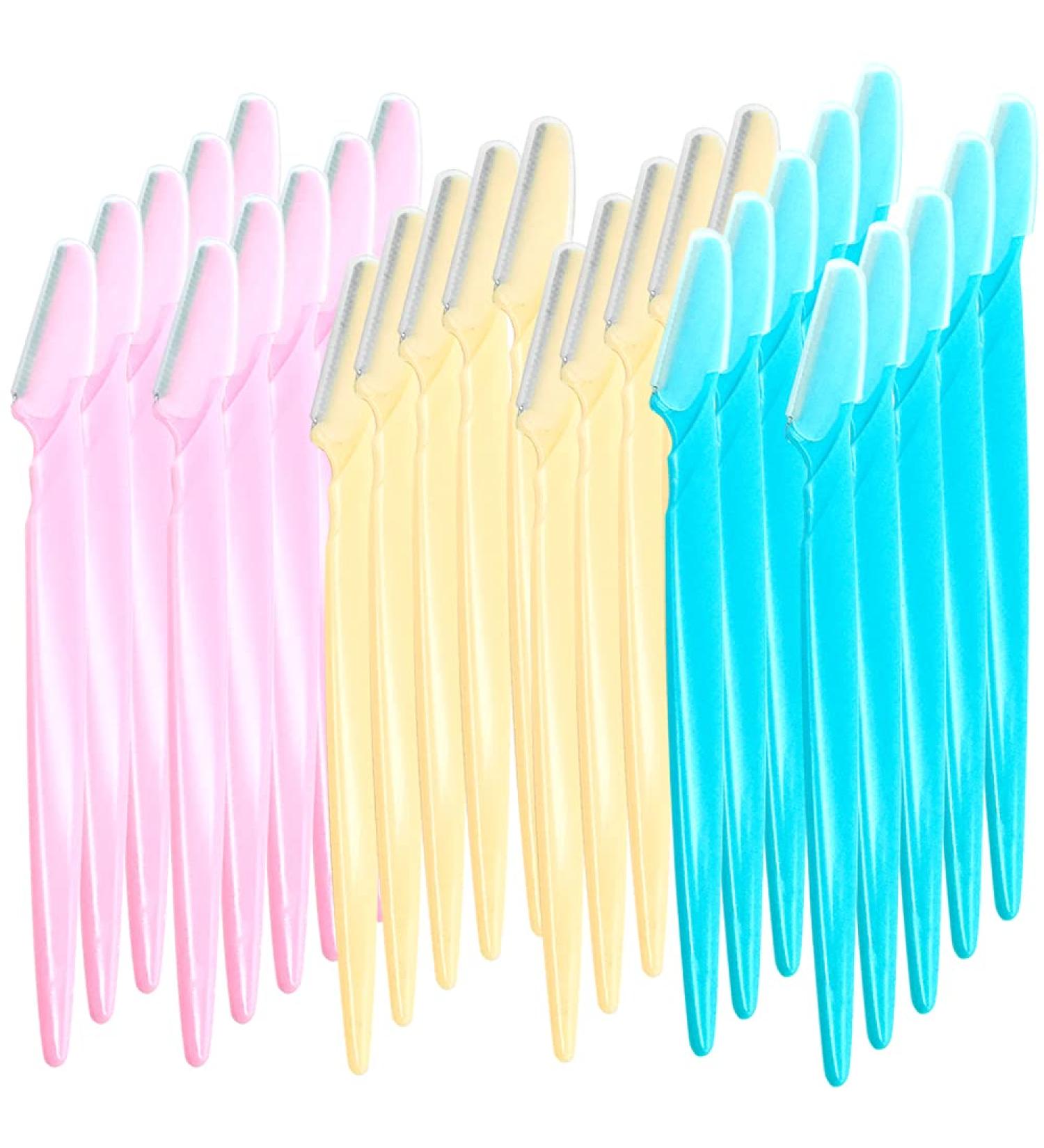 Ckanday 60-Piece Eyebrow Shaver Trimmer Razor for Women & Men | Precision Face Razor | Blue Yellow Pink - International Shipping - Buy Online on SooperMarket.com