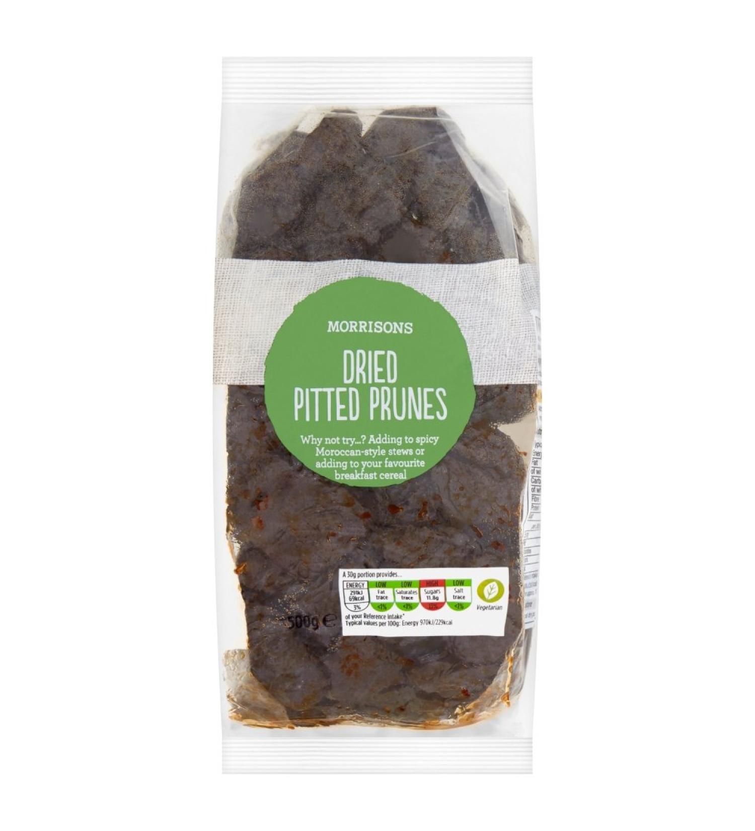Morrisons Dried Pitted Prunes 500g - Buy Online on SooperMarket.com