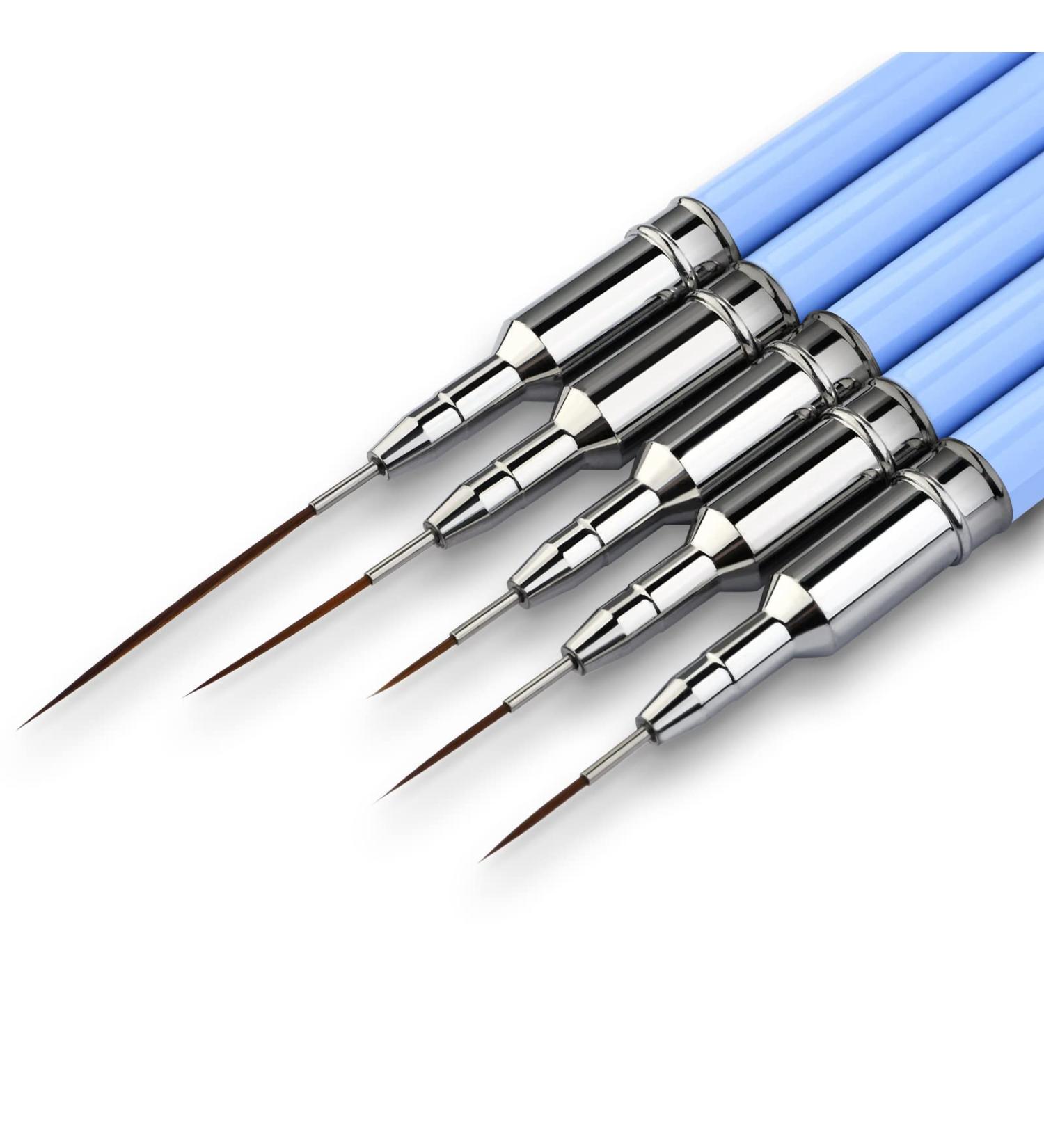 Eptbsdu 5PC Nail Art Liner Brushes Set - Metal Handle Long Lines Brush for UV Gel Polish Painting - Pink - Buy Online on SooperMarket.com