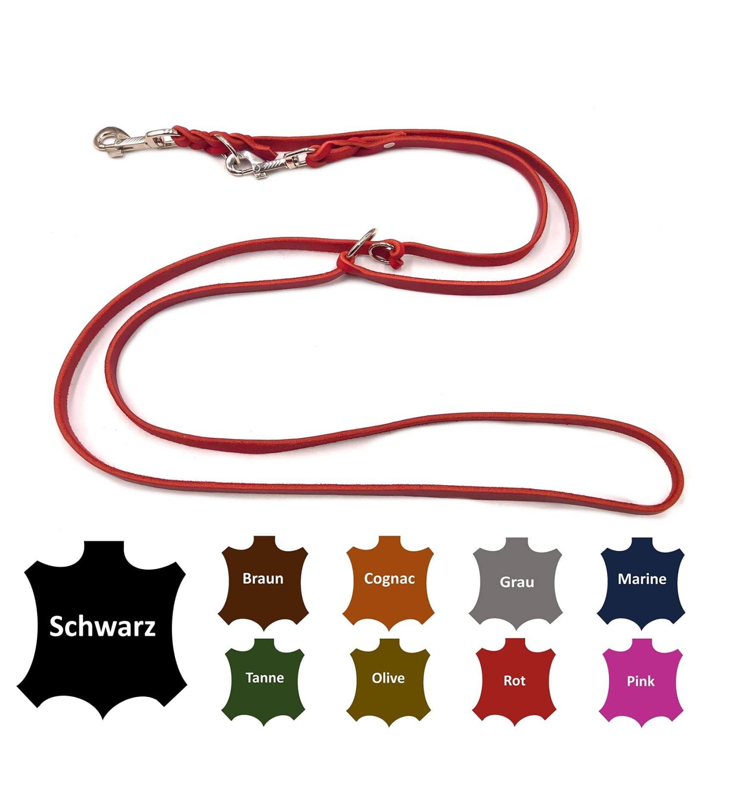 Premium Adjustable Dog Leash 5m x 15mm for Small & Large Dogs - Durable Fat Leather Double Leash Design Red - Buy Online on SooperMarket.com