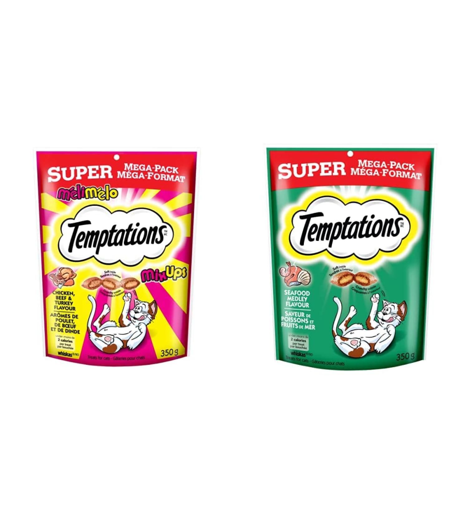 TEMPTATIONS Mix-Ups Cat Treats Beef Chicken Turkey + TEMPTATIONS Adult Cat Treats Seafood Medley Flavour (700g Bundle) Cat Treats + Cat Treats Seafood - Buy Online on SooperMarket.com