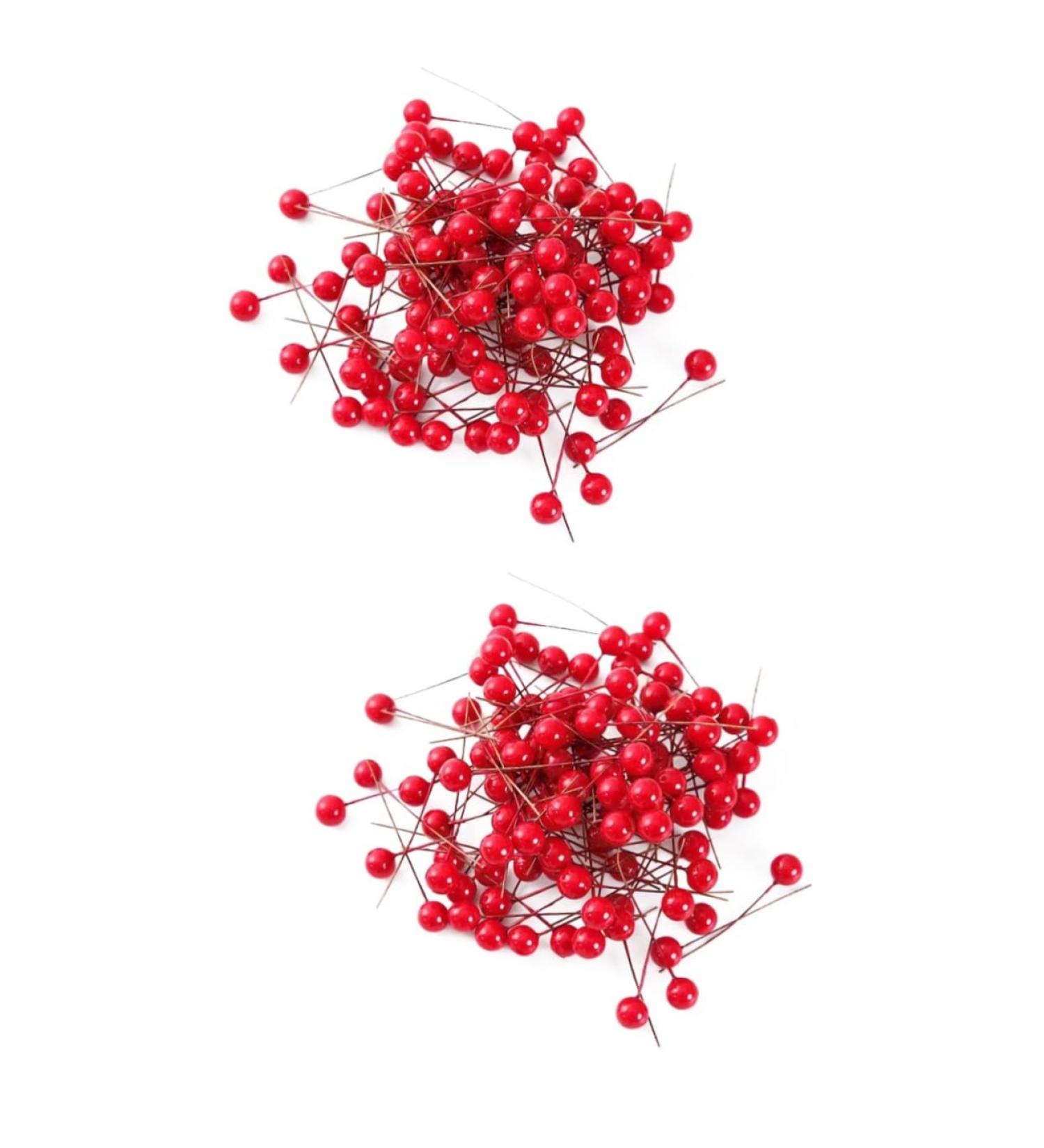HOMSFOU 600 Pcs Artificial Berries Holly Berries Branch Artificial Red Berry Stem Artificial Holly Berries Round Ball Christmas Decor Christmas Tree Decorations Wreath Foam Cherry - Buy Online on SooperMarket.com