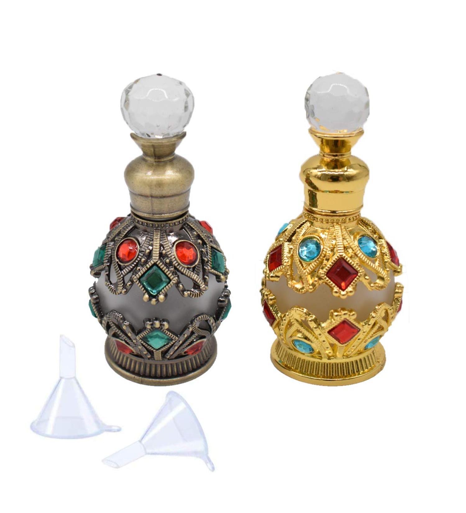 Liwein Vintage Perfumed Bottles - Refillable 15ml Glass Perfume Bottles (2 Pack) - Crystal Small Empty Fragrance Bottles for Travel & Personal Use - Buy Online on SooperMarket.com