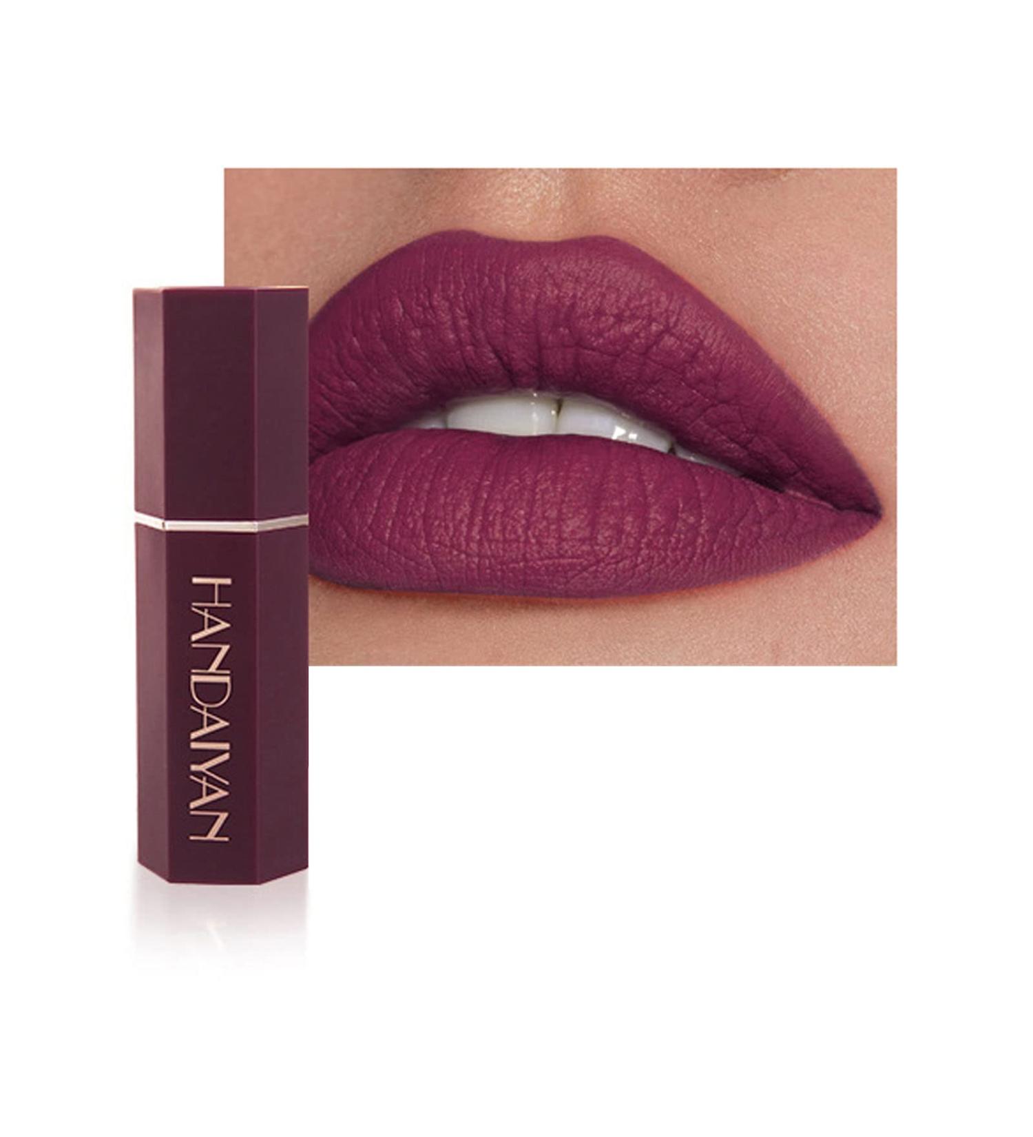 Long-Lasting Matte Plum Lipstick - Waterproof, Non-Stick Cup, Full-Coverage Lip Color for Women - Professional Cosmetics Makeup Gift - Buy Online on SooperMarket.com