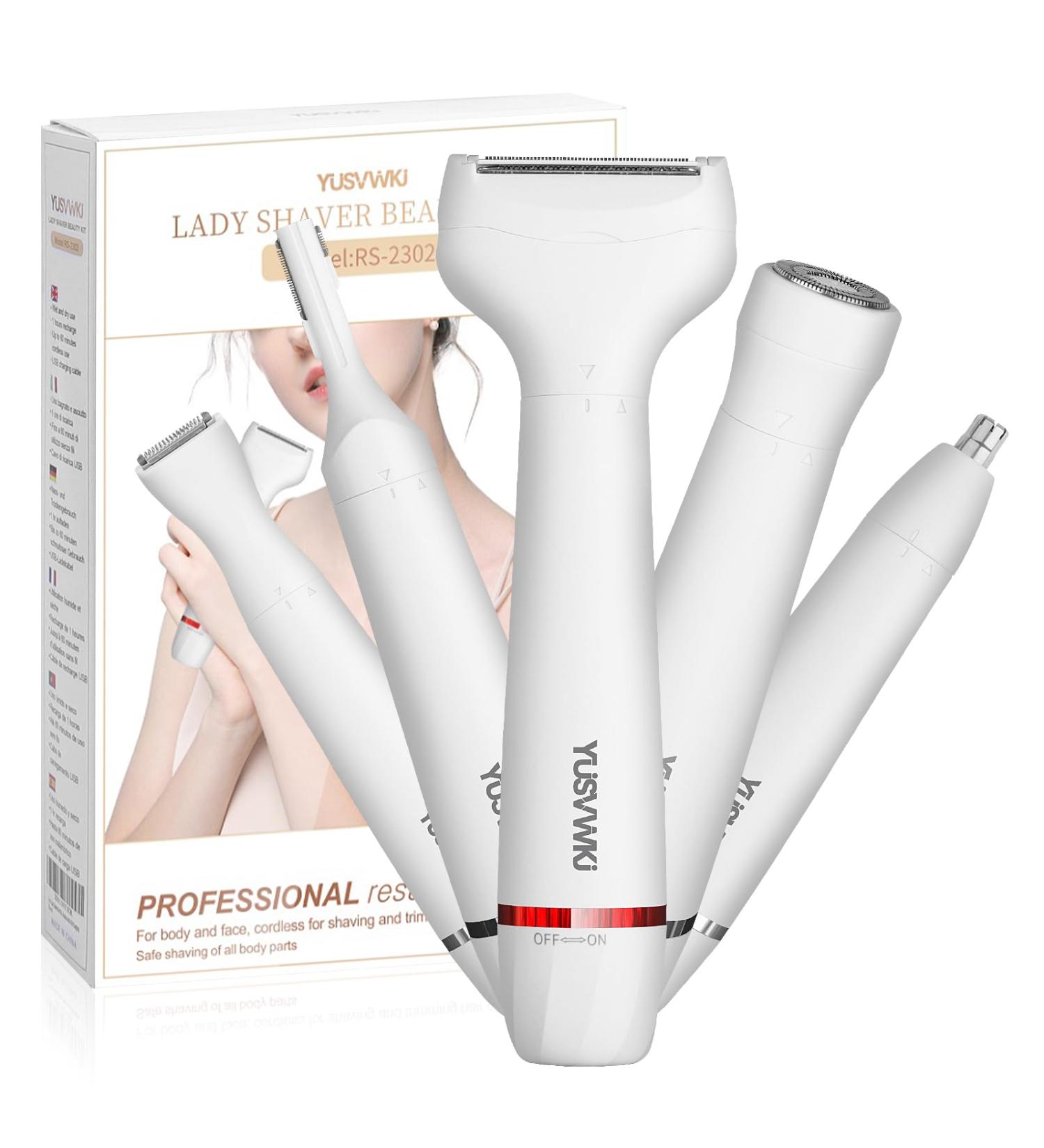 5-in-1 Lady Shavers: Facial Hair Remover, Bikini Trimmer, Eyebrow Trimmer - Electric Shaver for Women - Portable, Waterproof, Painless - USB Charging - Buy Online on SooperMarket.com