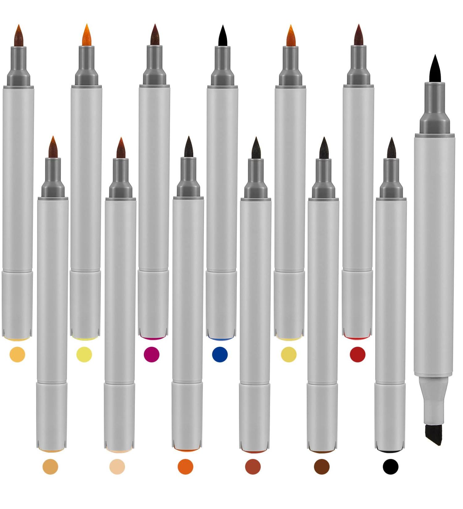 Leather Dye Marker Pens - 12 Pack Dual Tip Touch Up Pen Set for Shoe Repair - 12 Colors - Buy Online on SooperMarket.com