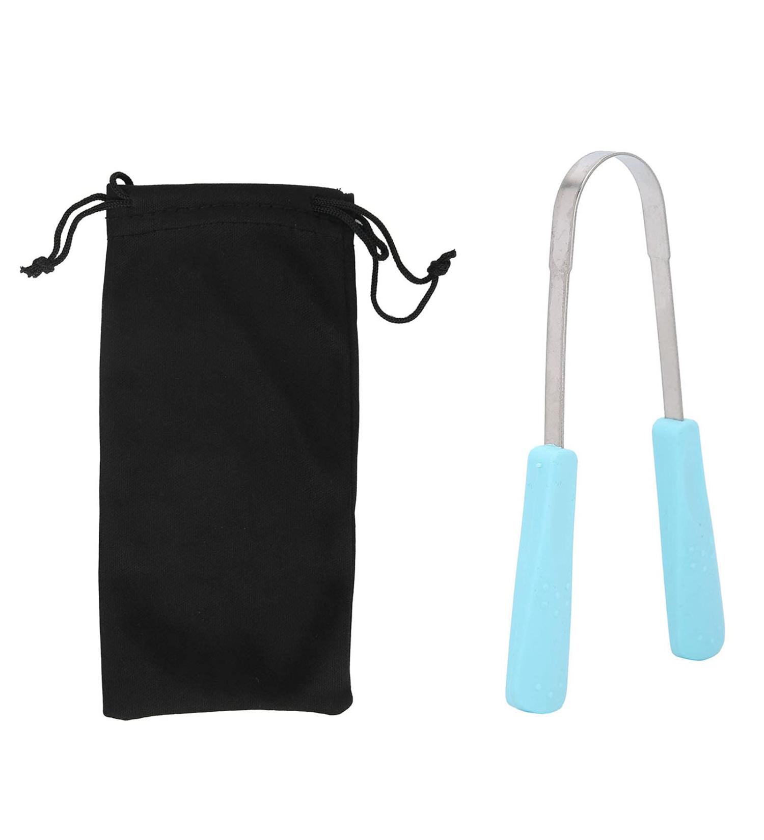 Stainless Steel Tongue Scraper - Portable Oral Care Tool for Fresh Breath | Tongue Cleaning Kit for Adults & Children with Storage Bag - Buy Online on SooperMarket.com